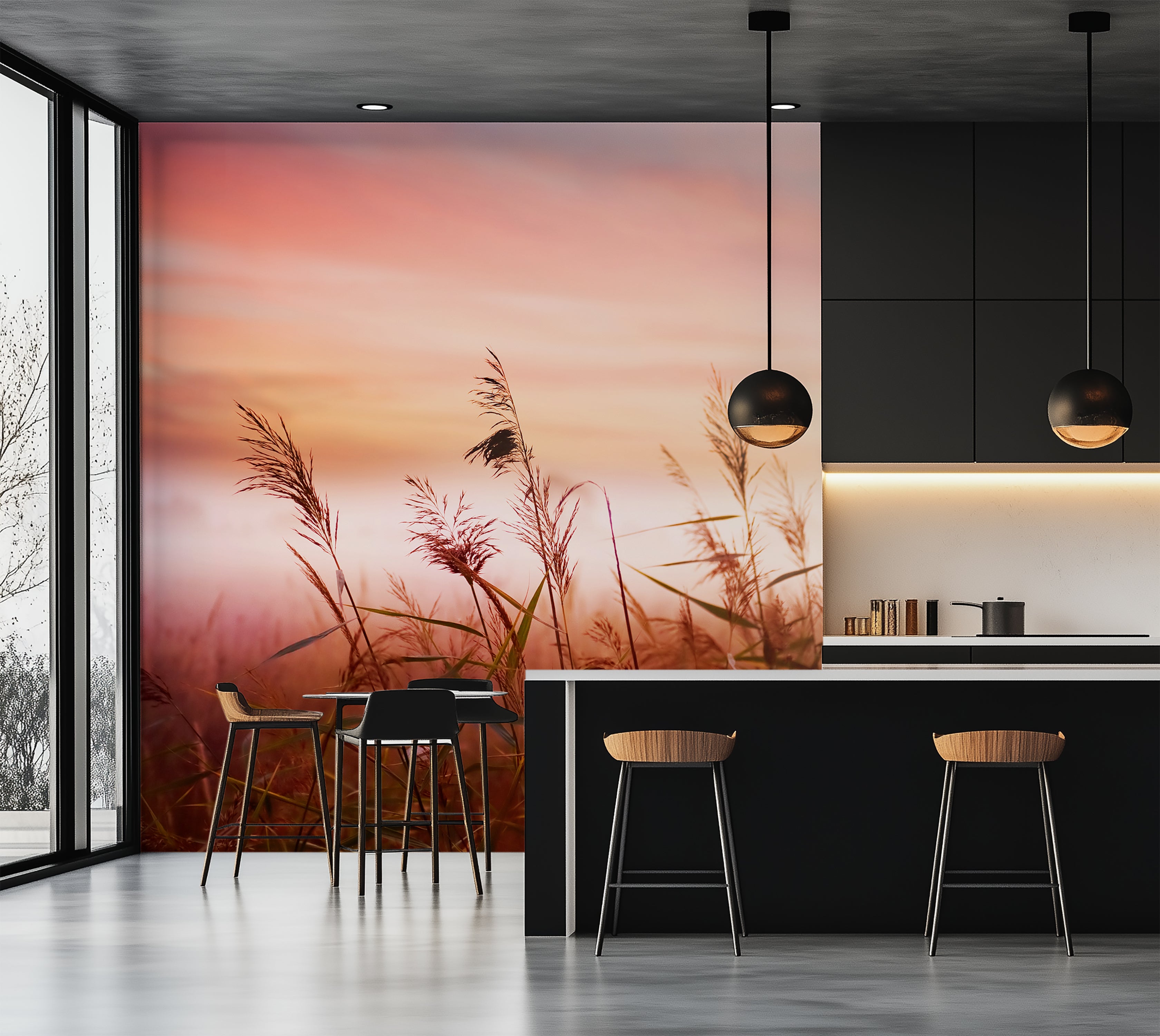 Premium Wallpaper Wall Mural - Dreamy Meadow Sunset