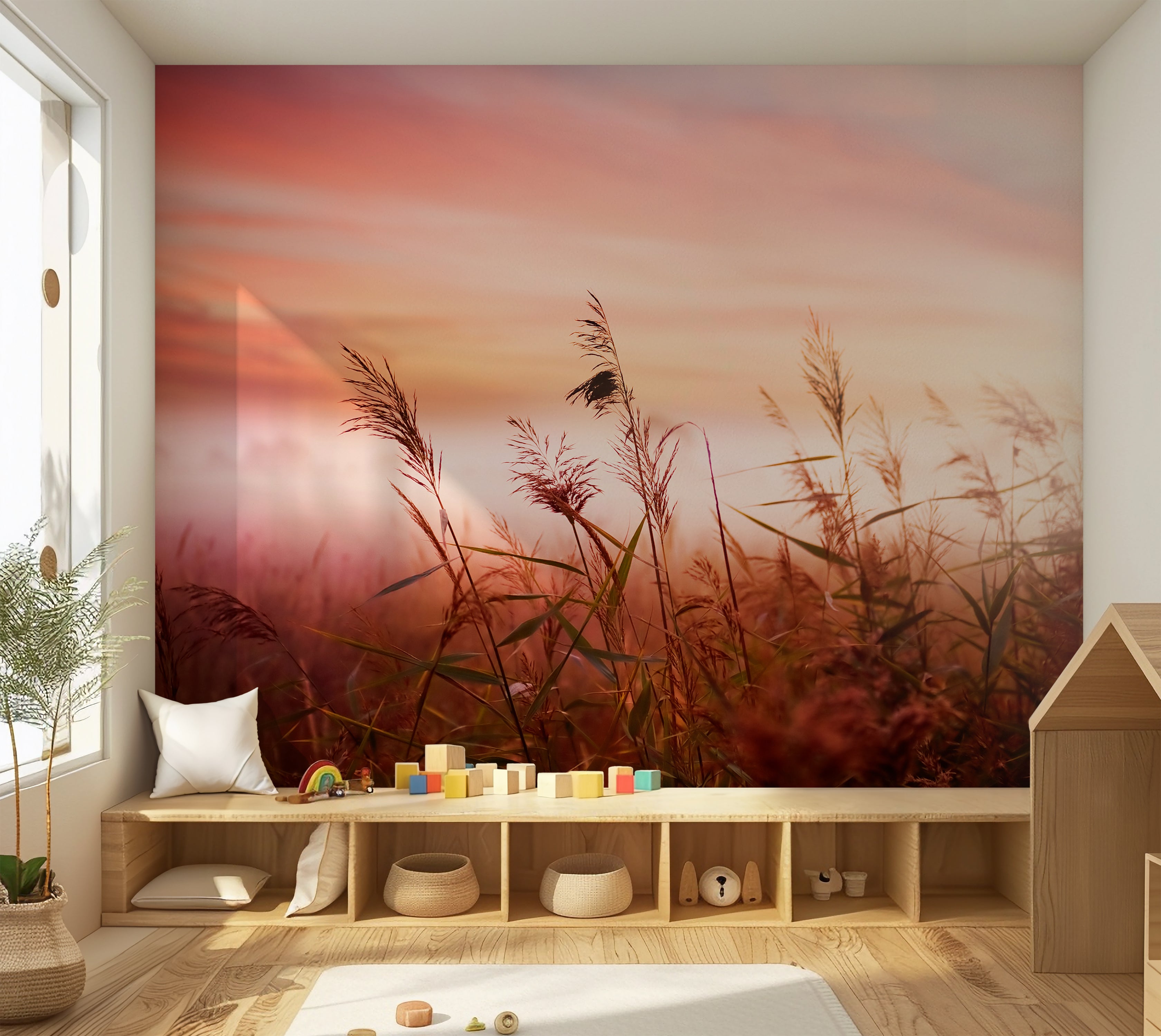 Premium Wallpaper Wall Mural - Dreamy Meadow Sunset