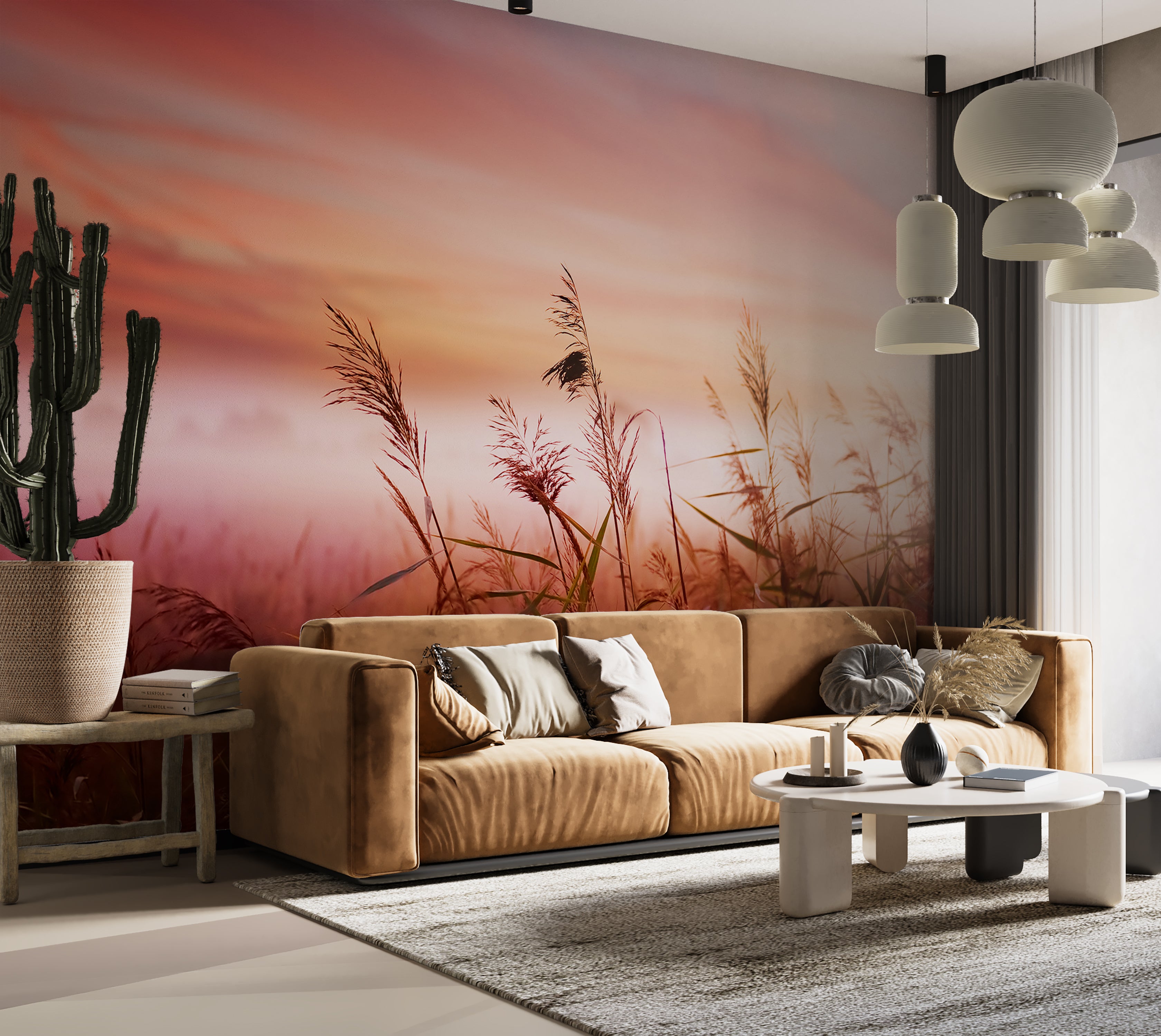 Premium Wallpaper Wall Mural - Dreamy Meadow Sunset