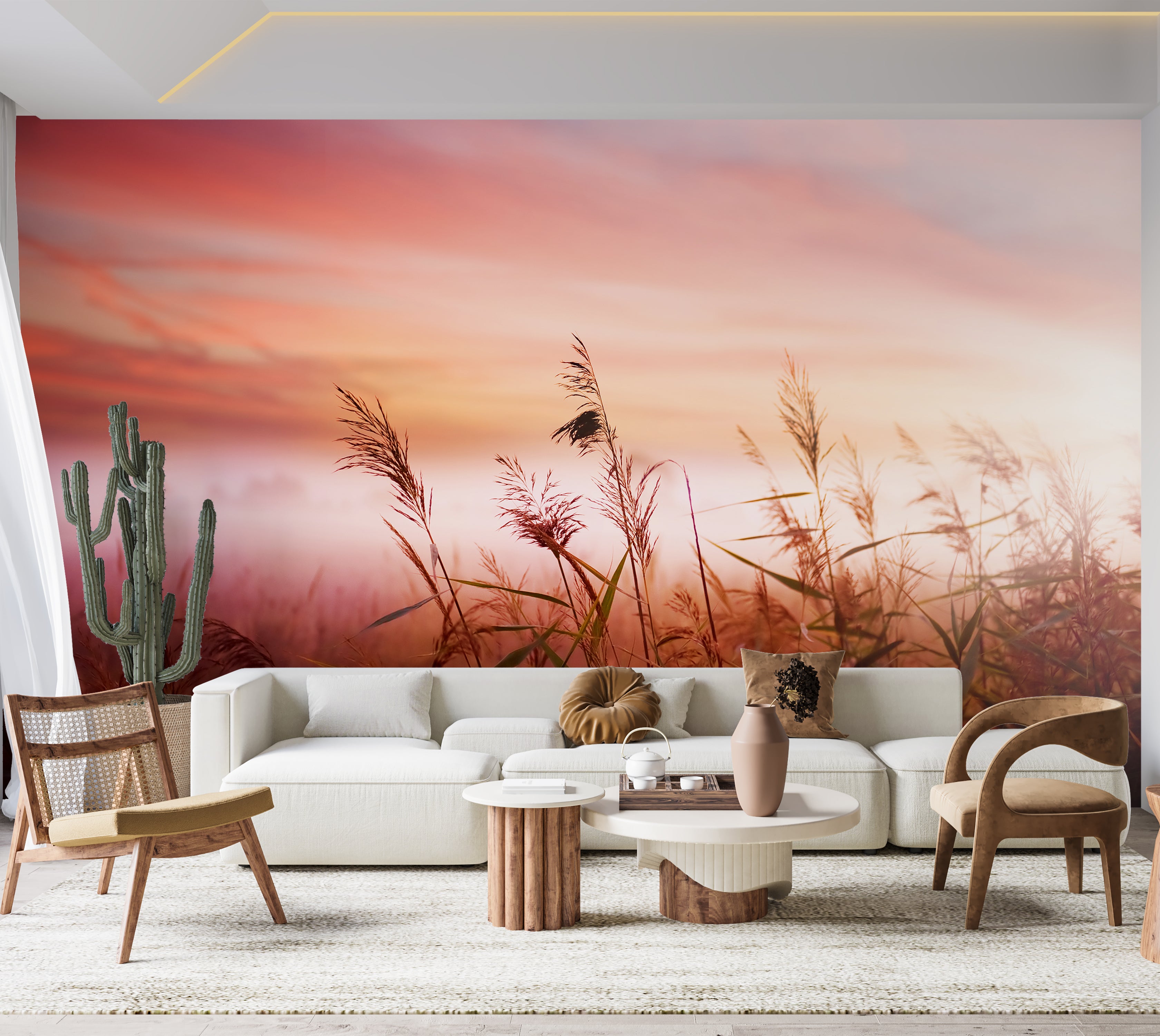 Premium Wallpaper Wall Mural - Dreamy Meadow Sunset