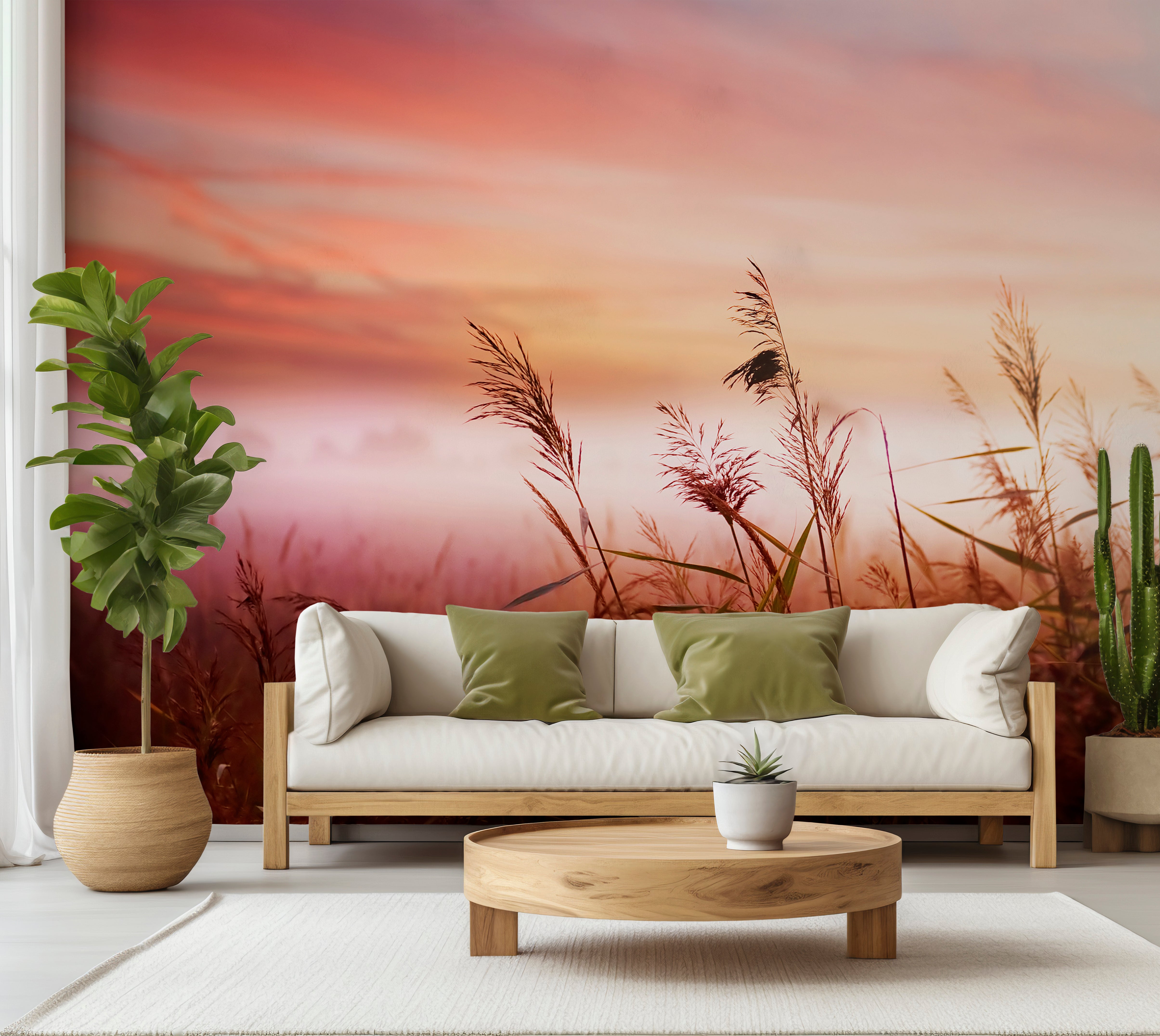 Premium Wallpaper Wall Mural - Dreamy Meadow Sunset