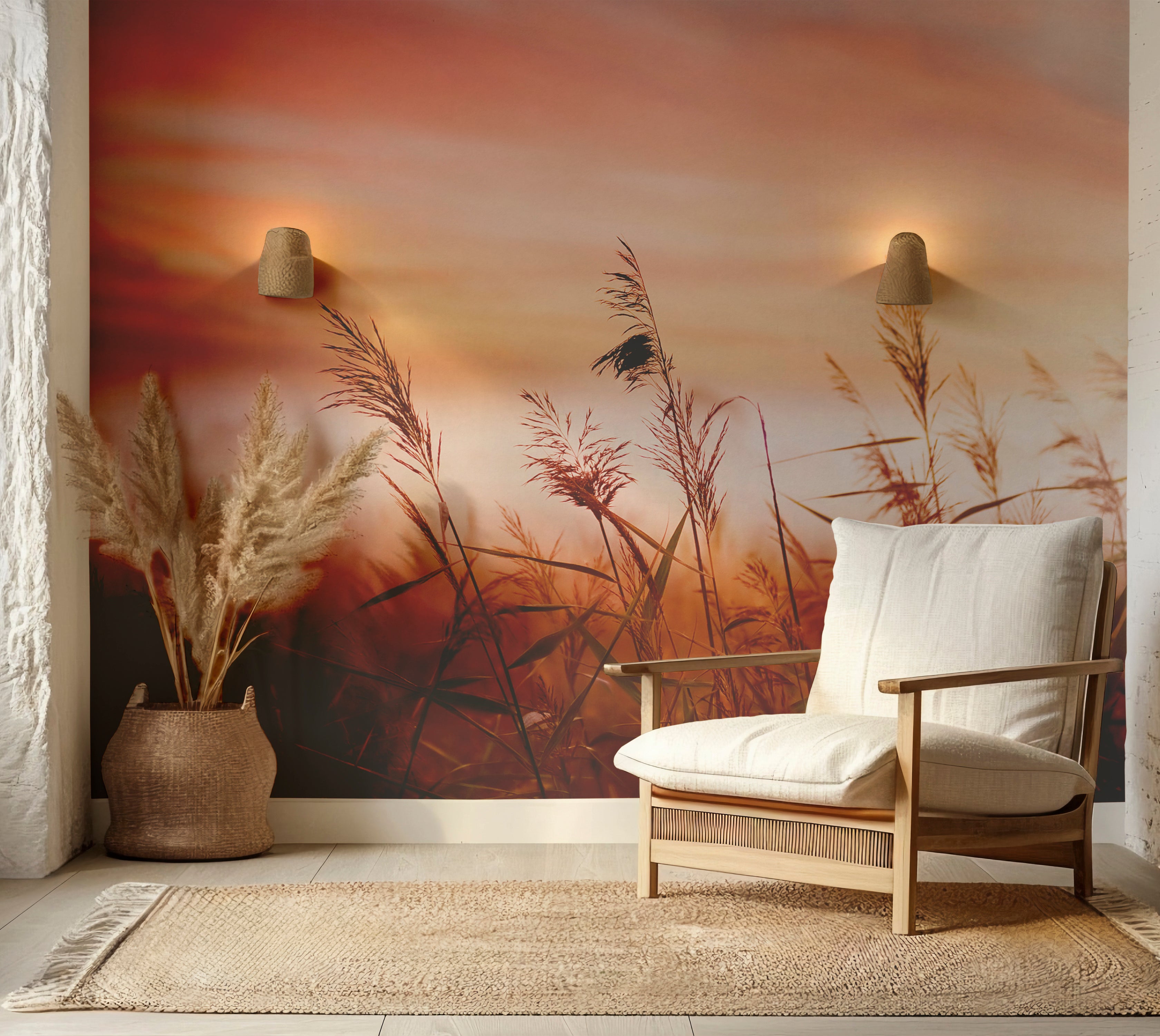 Premium Wallpaper Wall Mural - Dreamy Meadow Sunset