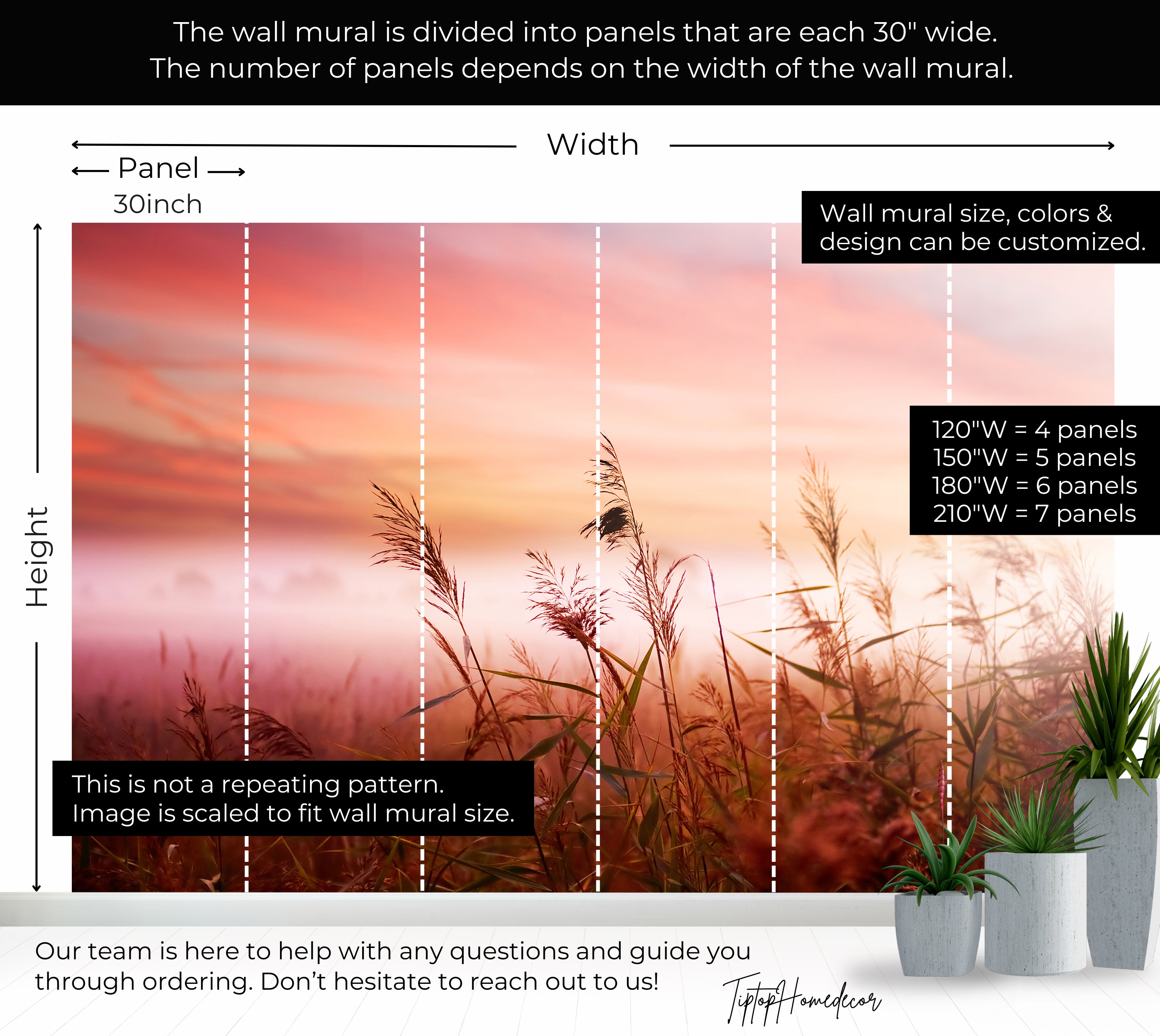 Premium Wallpaper Wall Mural - Dreamy Meadow Sunset