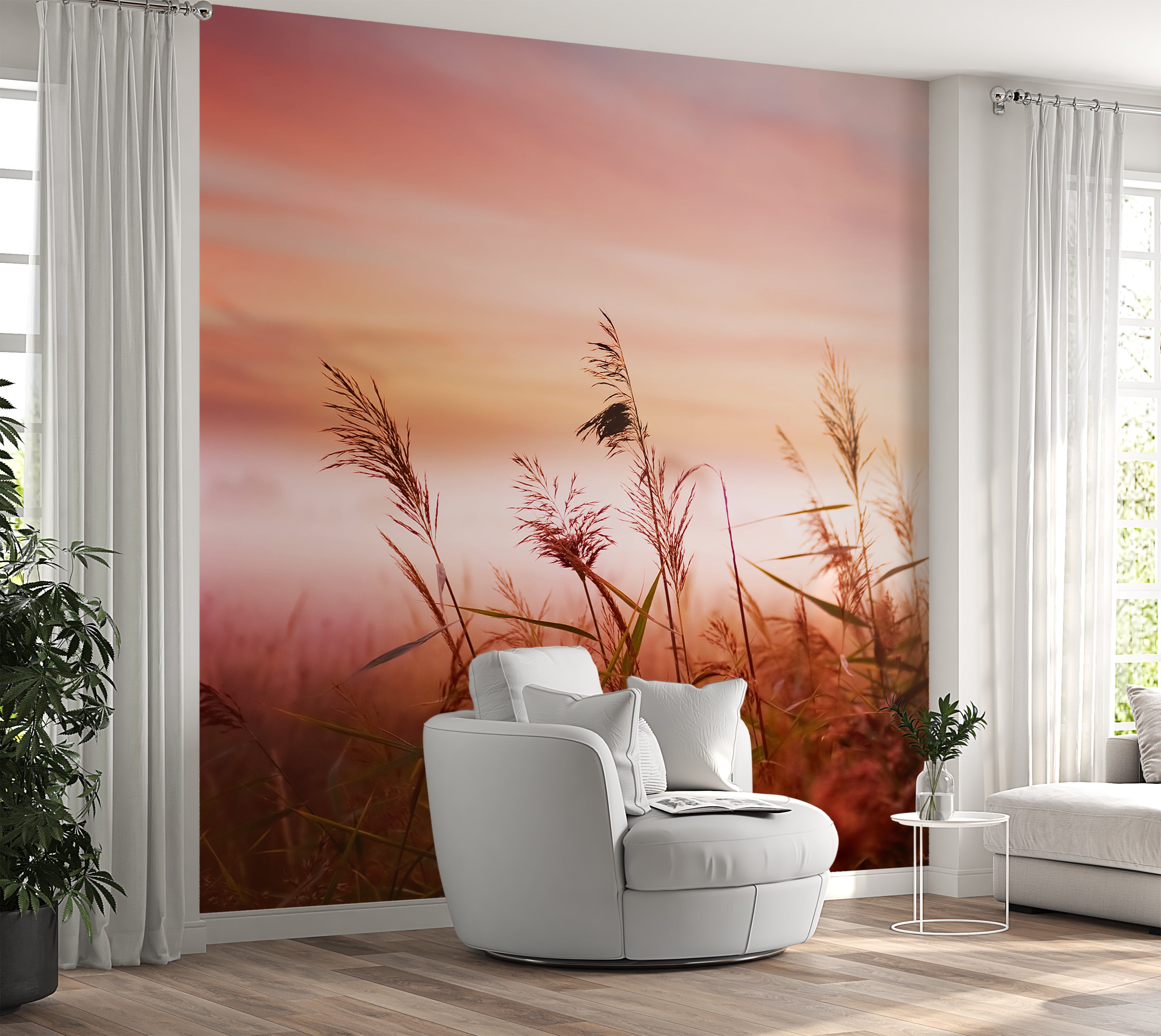Premium Wallpaper Wall Mural - Dreamy Meadow Sunset