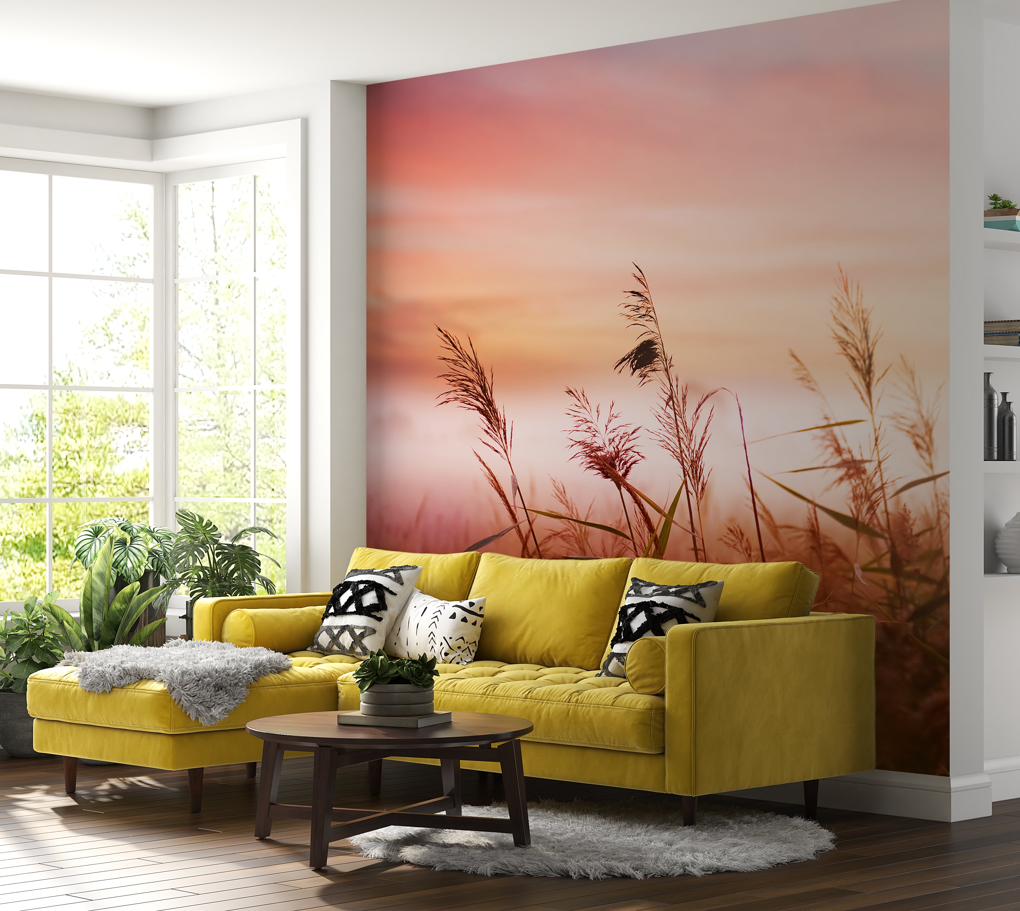 Premium Wallpaper Wall Mural - Dreamy Meadow Sunset