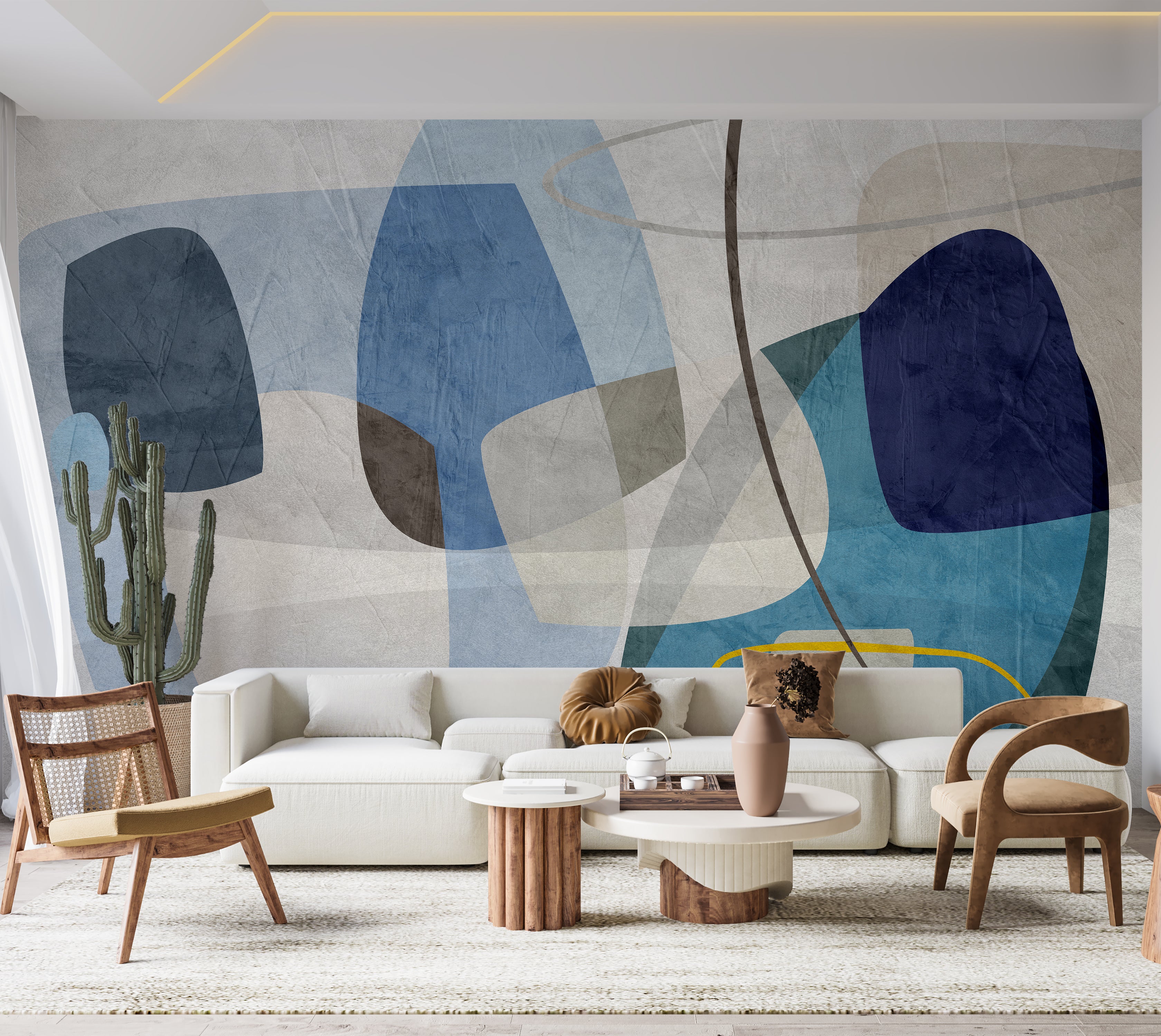 Premium Wallpaper Wall Mural - Geometric Abstract Shapes