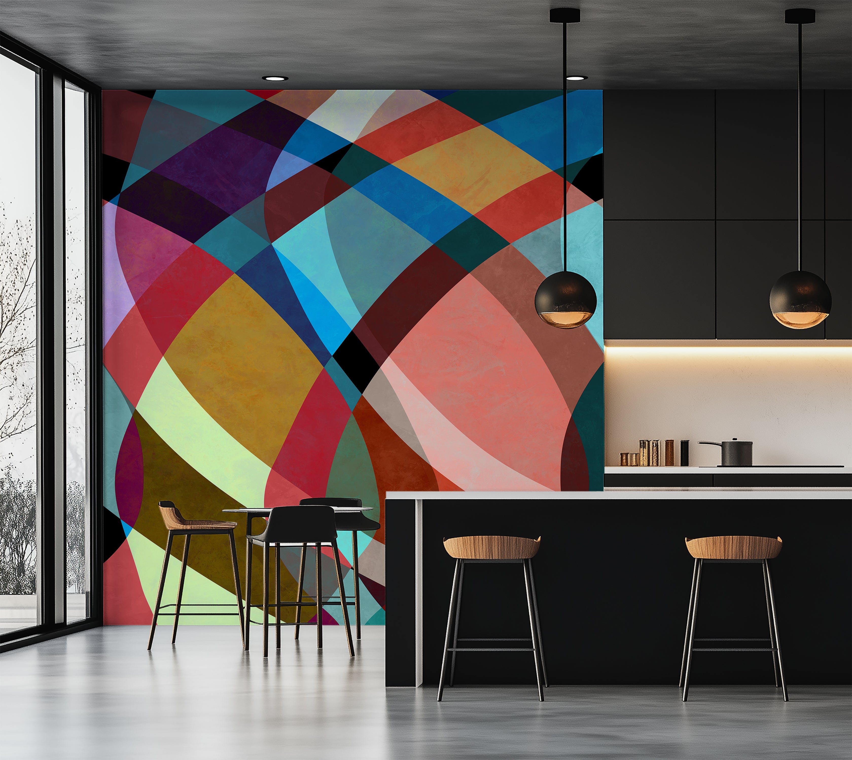Premium Wallpaper Wall Mural - Abstract Retro Watercolor Art