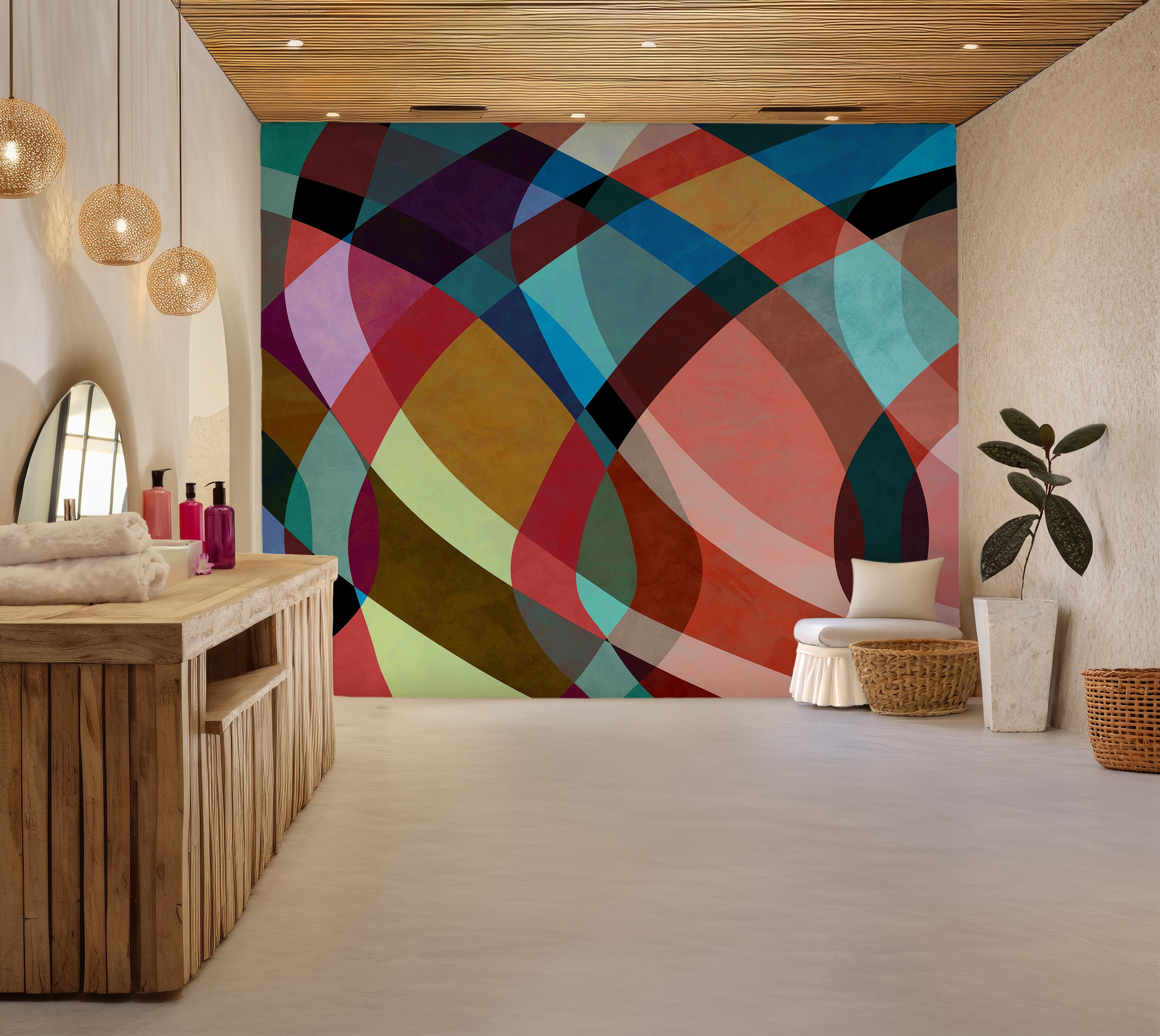 Premium Wallpaper Wall Mural - Abstract Retro Watercolor Art