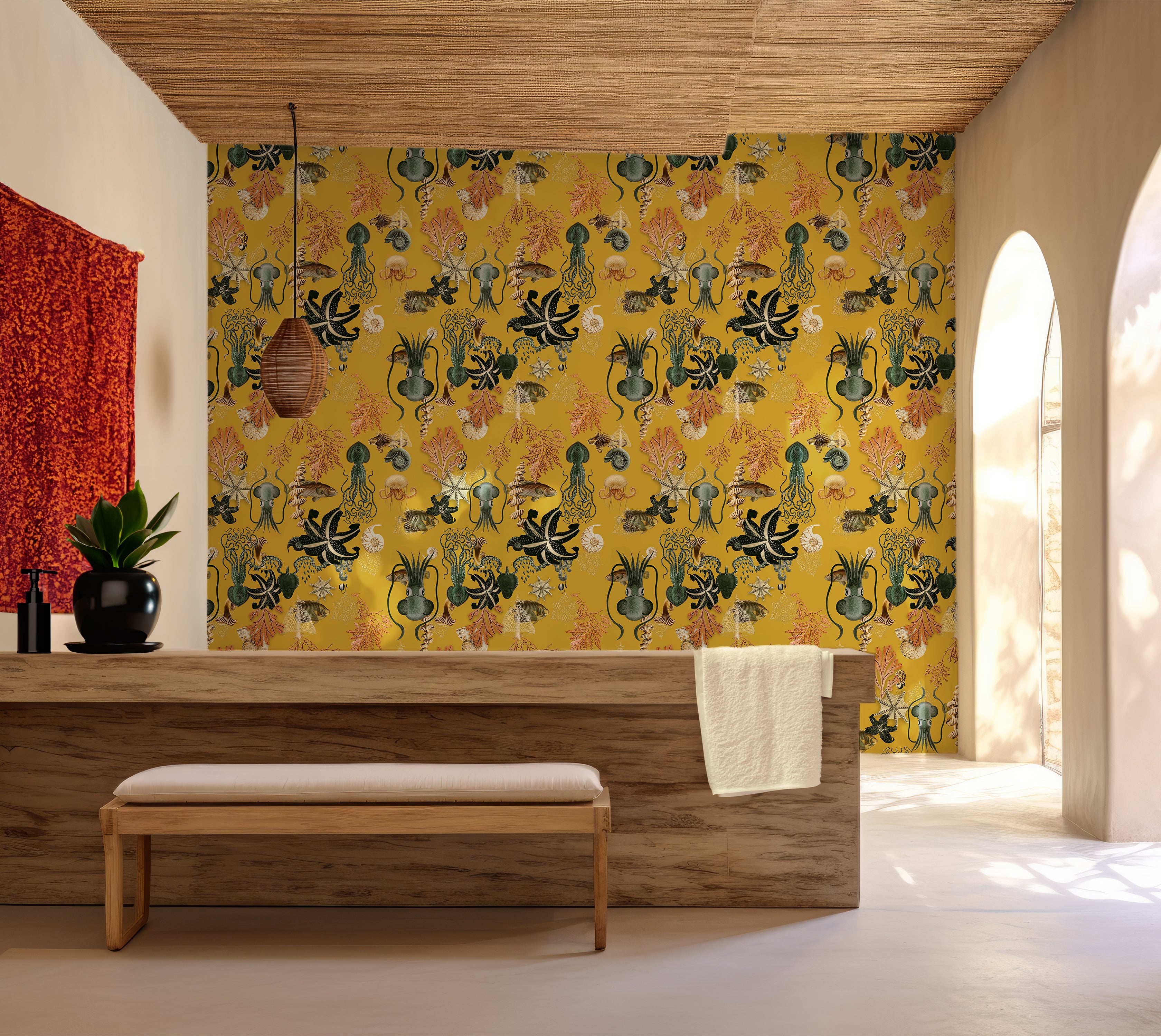 Premium Repeating Pattern Wallpaper - Octopus Fish Coral Sealife