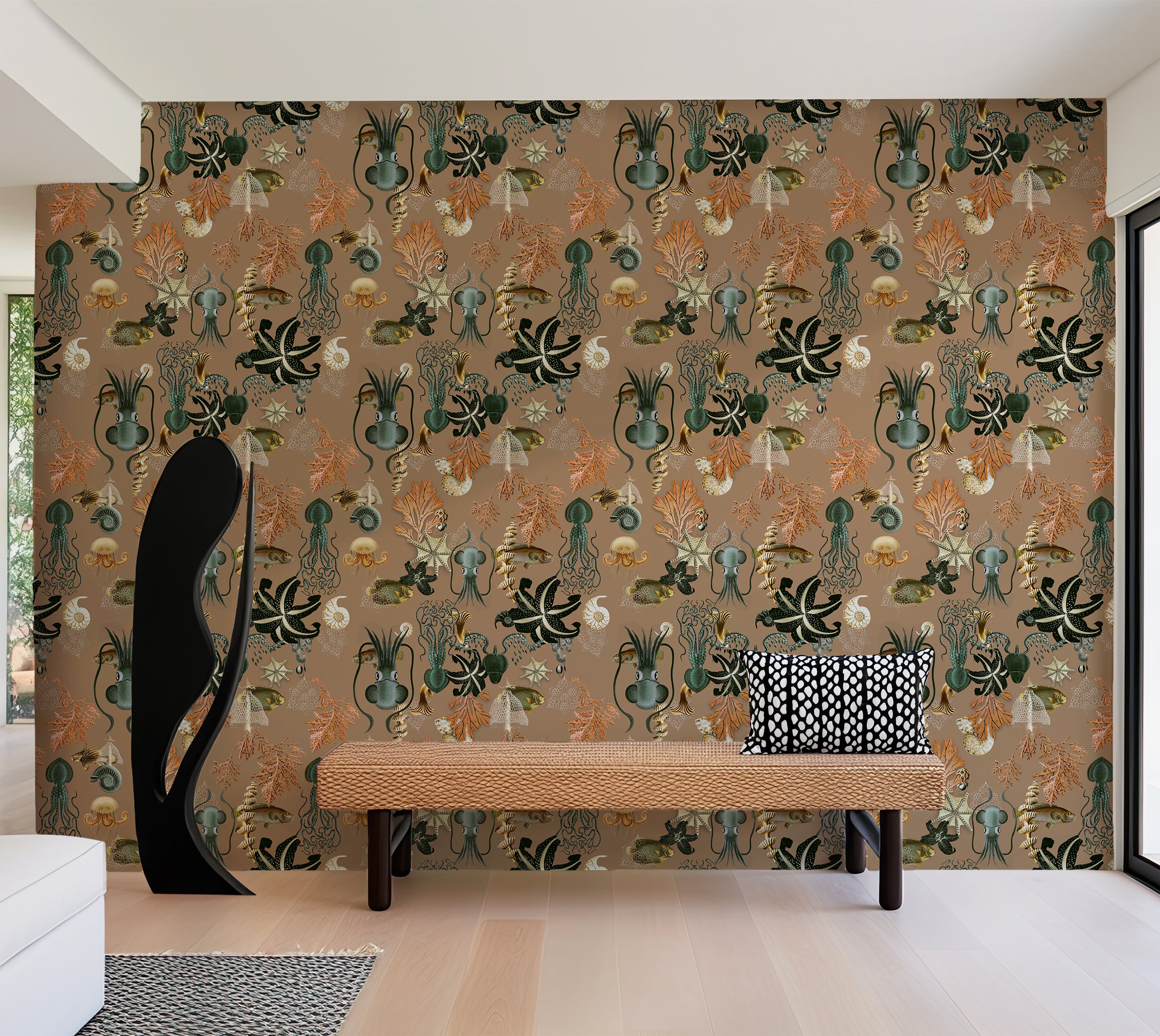 Premium Repeating Pattern Wallpaper - Octopus Fish Coral Sealife