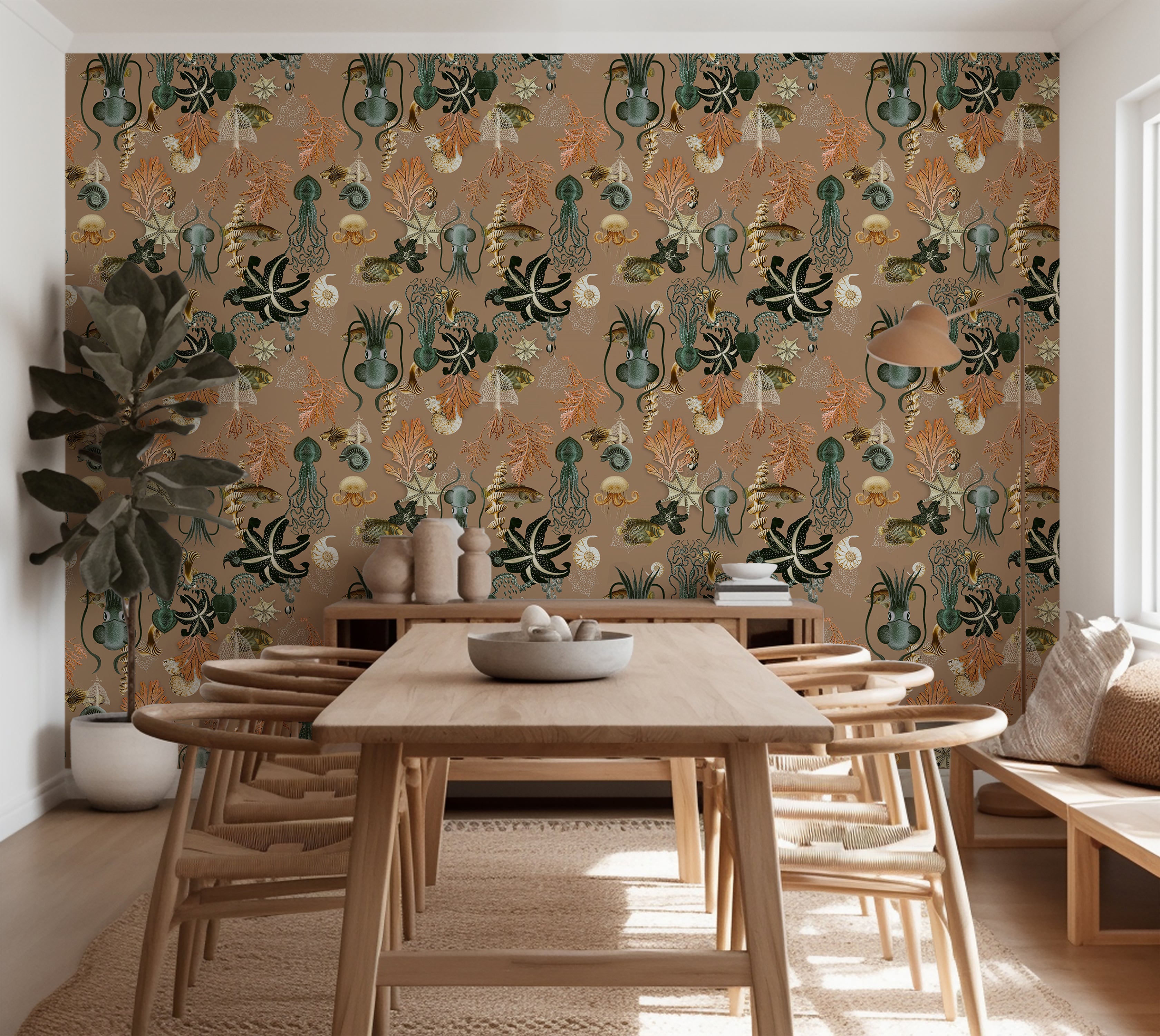 Premium Repeating Pattern Wallpaper - Octopus Fish Coral Sealife