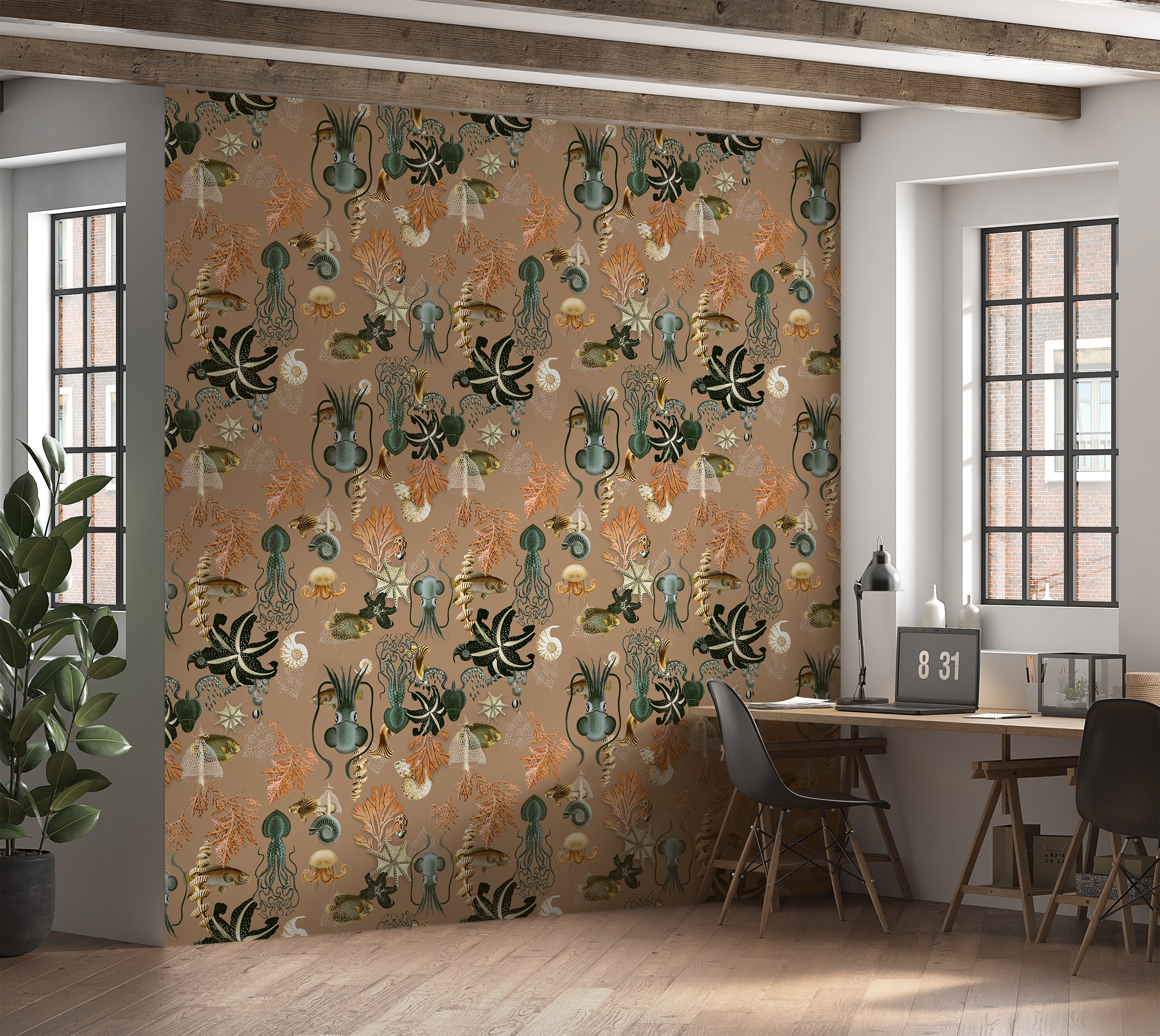 Premium Repeating Pattern Wallpaper - Octopus Fish Coral Sealife