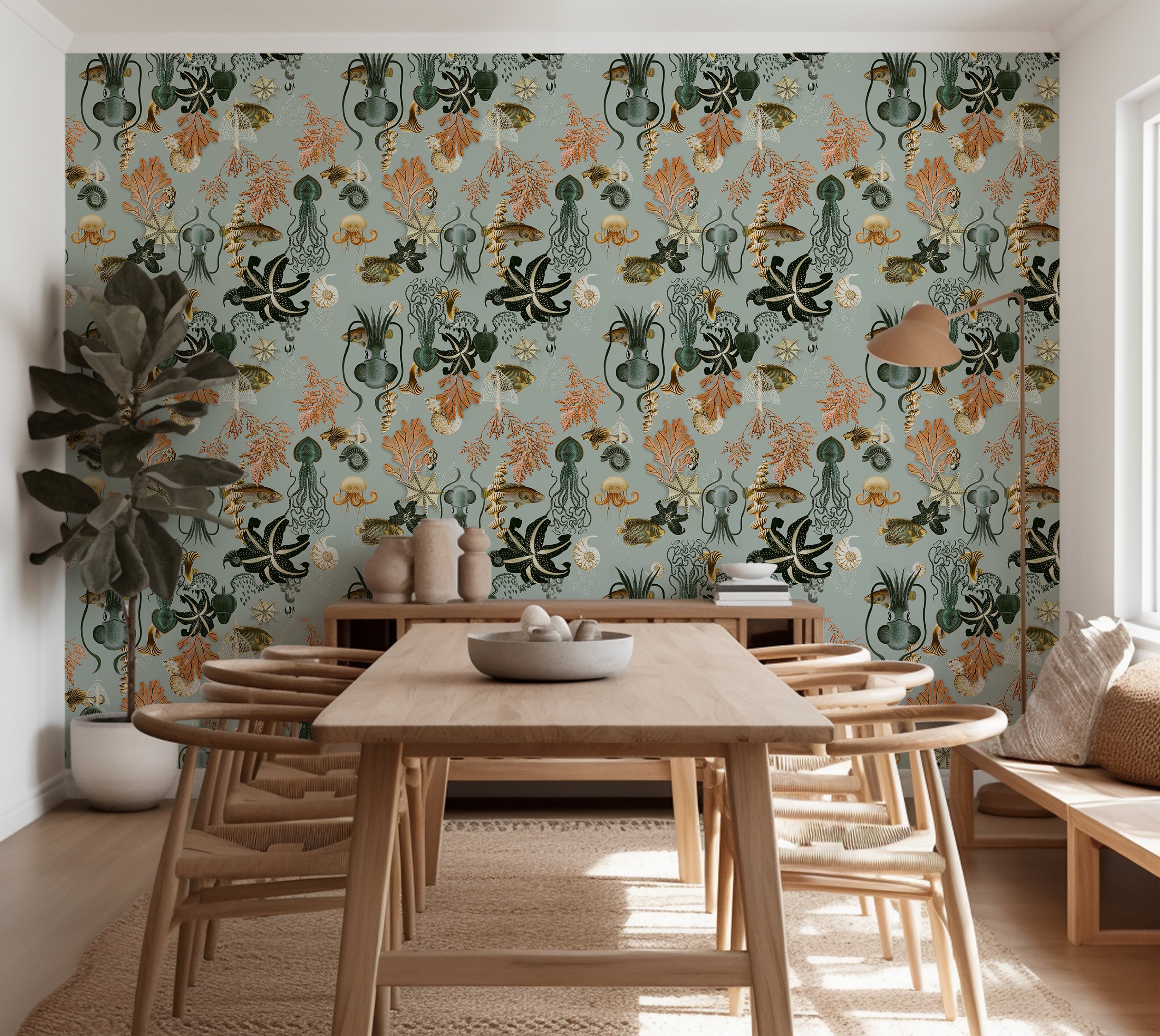 Premium Repeating Pattern Wallpaper - Octopus Fish Coral Sealife