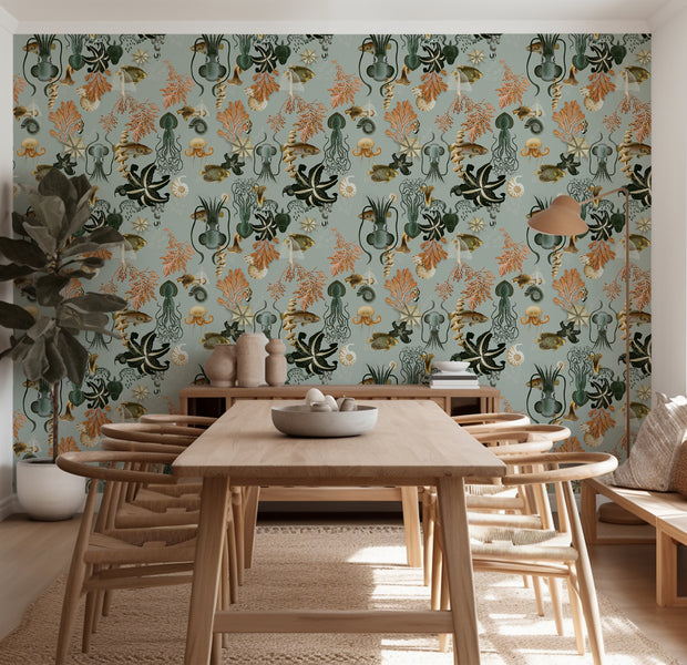 Premium Repeating Pattern Wallpaper - Octopus Fish Coral Sealife