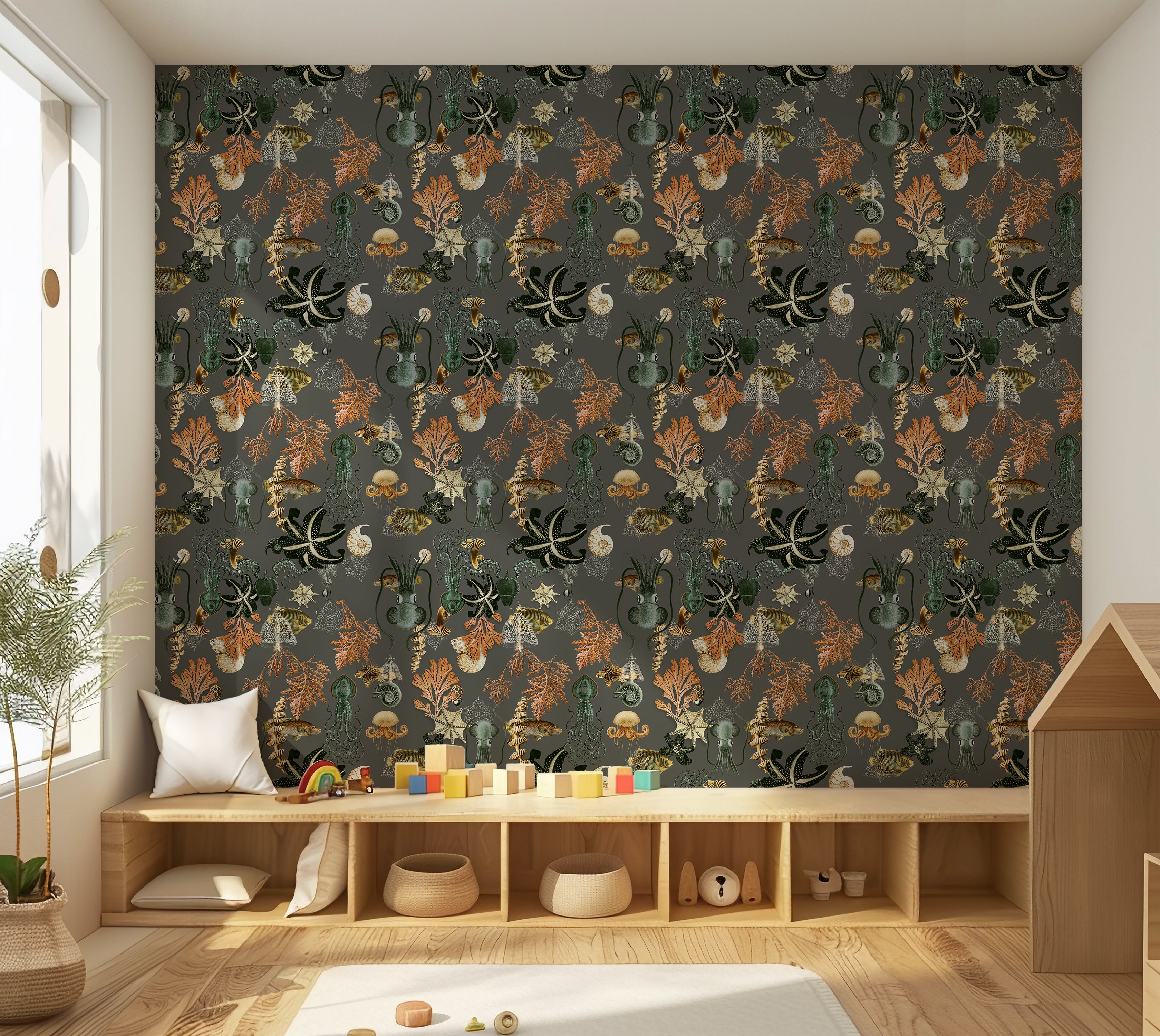 Premium Repeating Pattern Wallpaper - Octopus Fish Coral Sealife