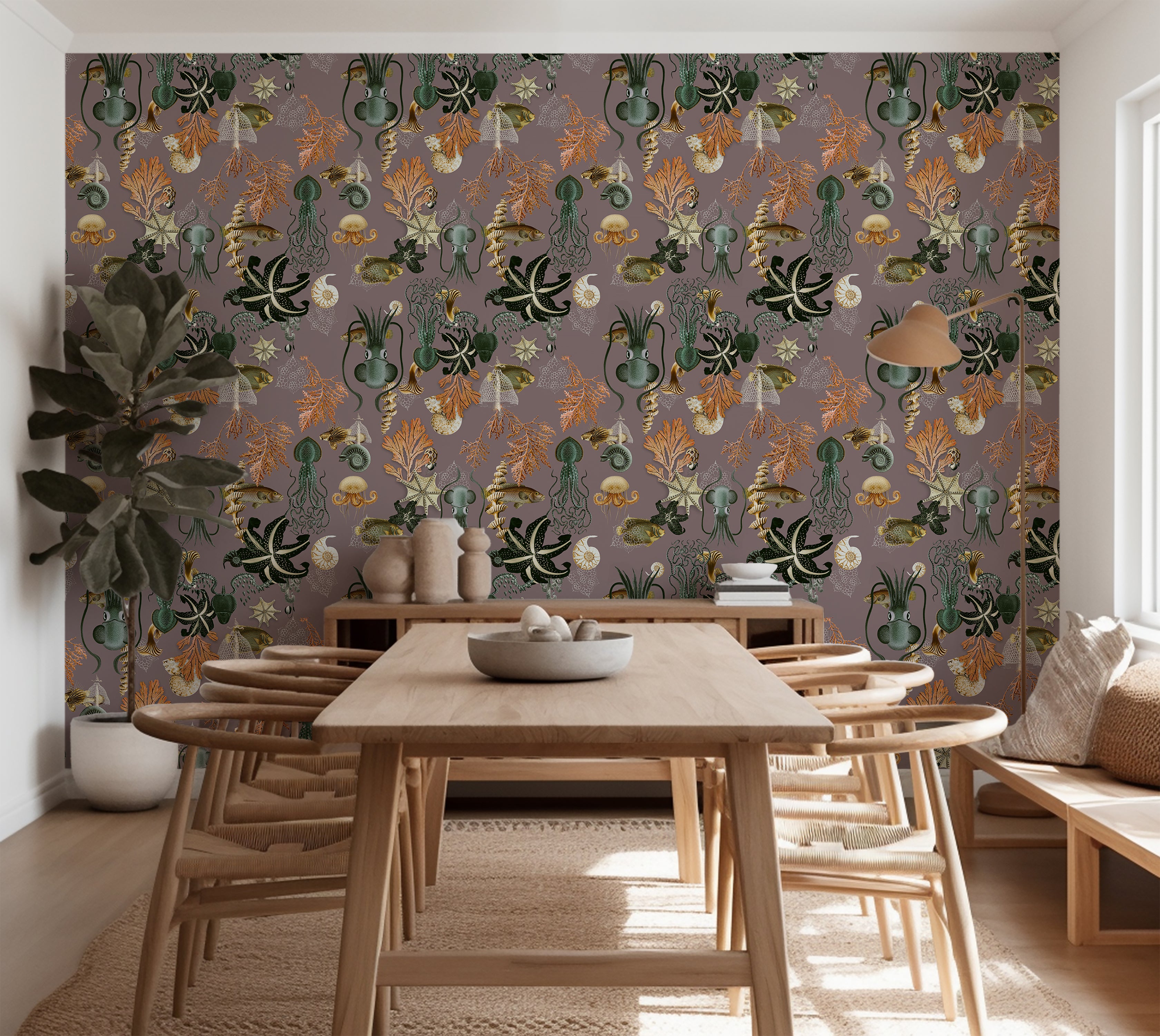 Premium Repeating Pattern Wallpaper - Octopus Fish Coral Sealife