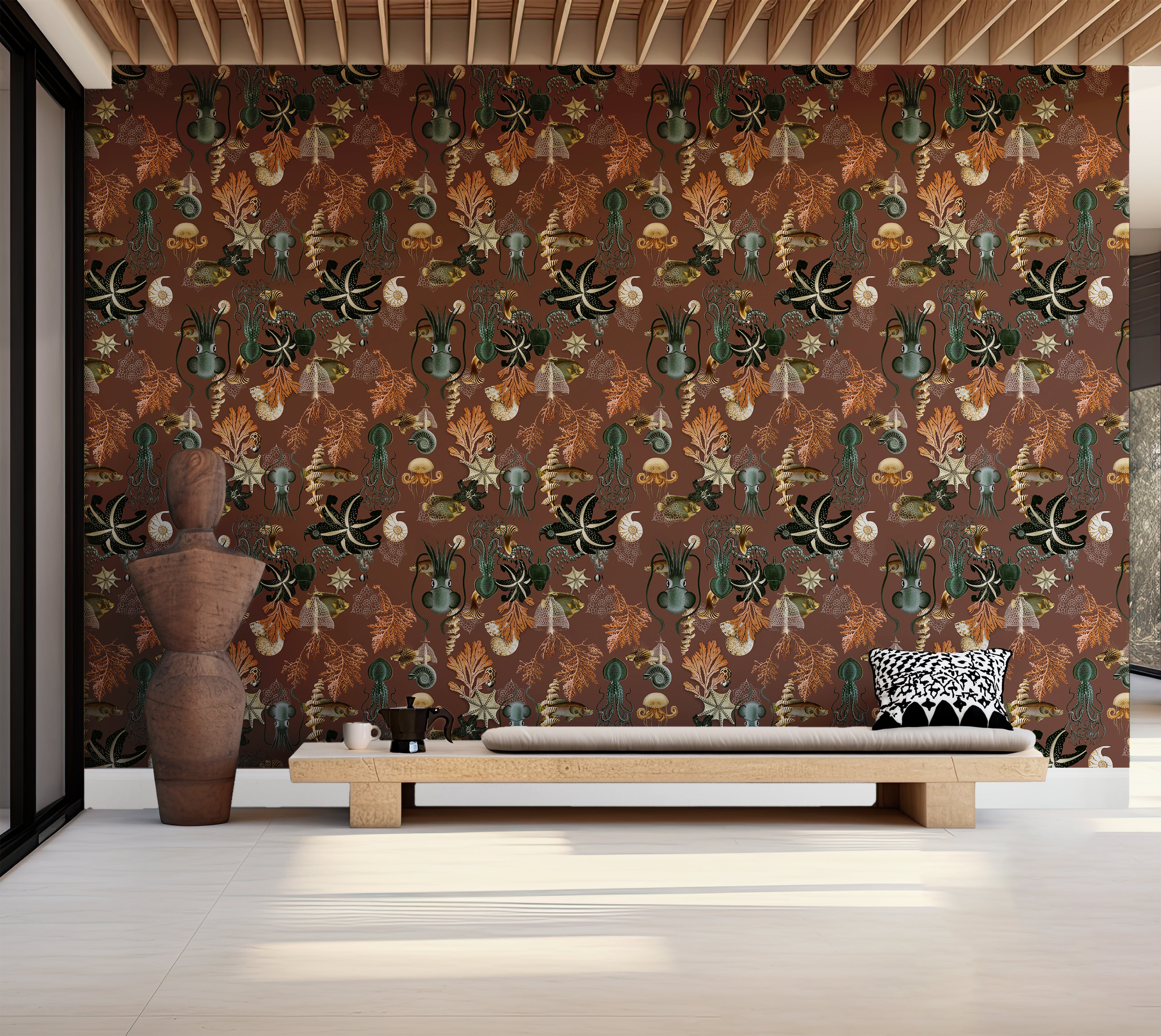 Premium Repeating Pattern Wallpaper - Octopus Fish Coral Sealife