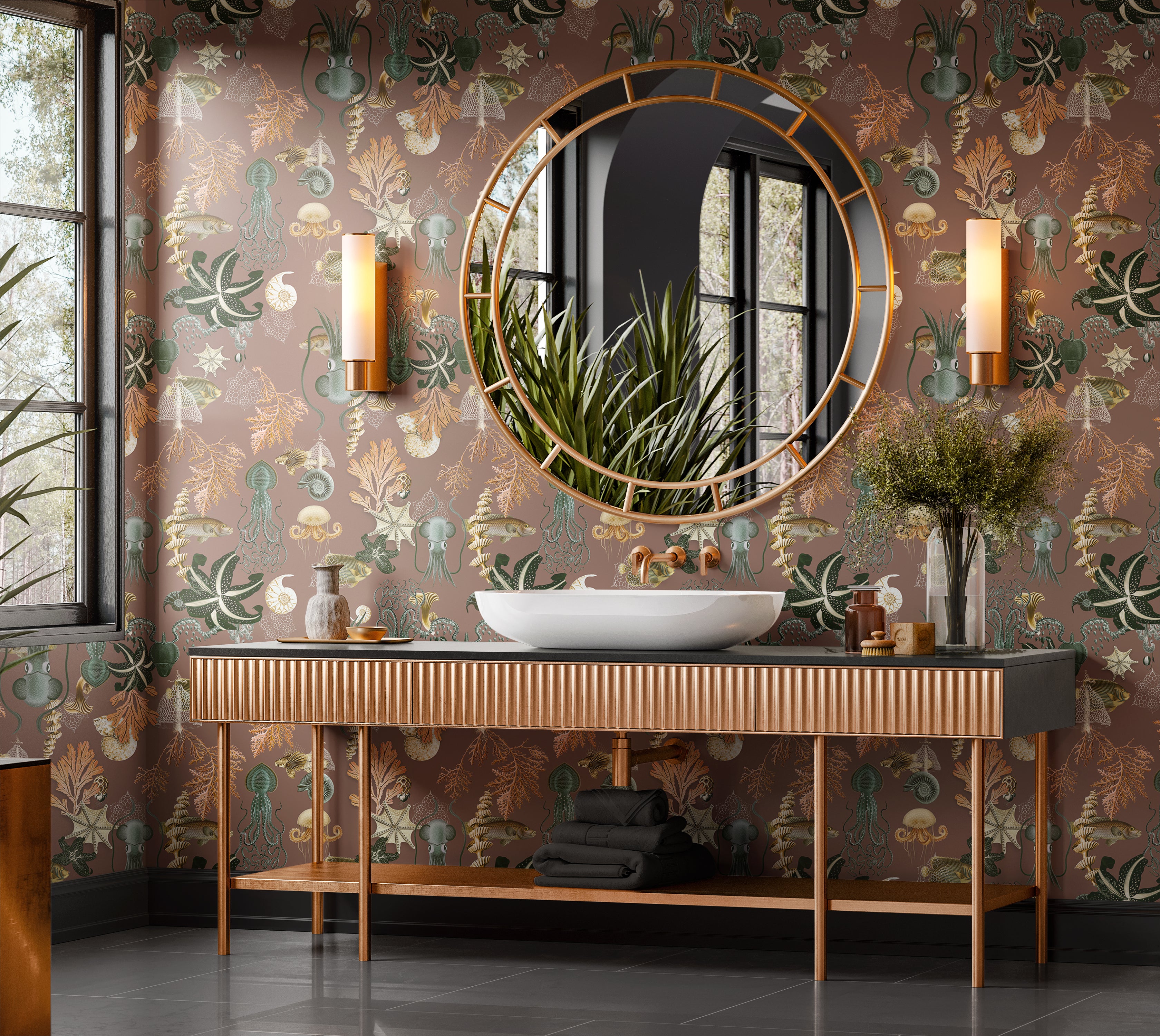 Premium Repeating Pattern Wallpaper - Octopus Fish Coral Sealife