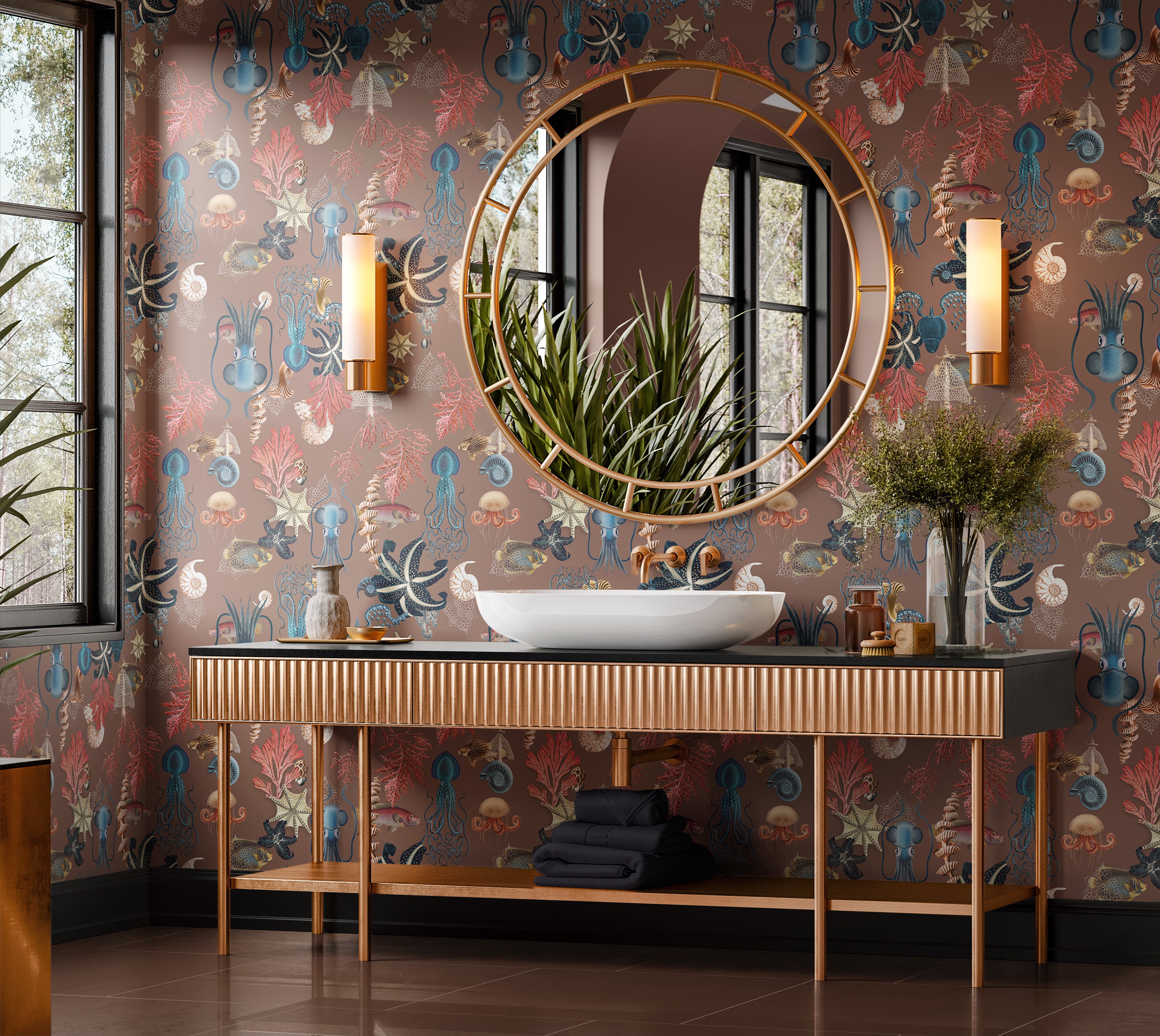 Premium Repeating Pattern Wallpaper - Vintage Underwater Sea Life