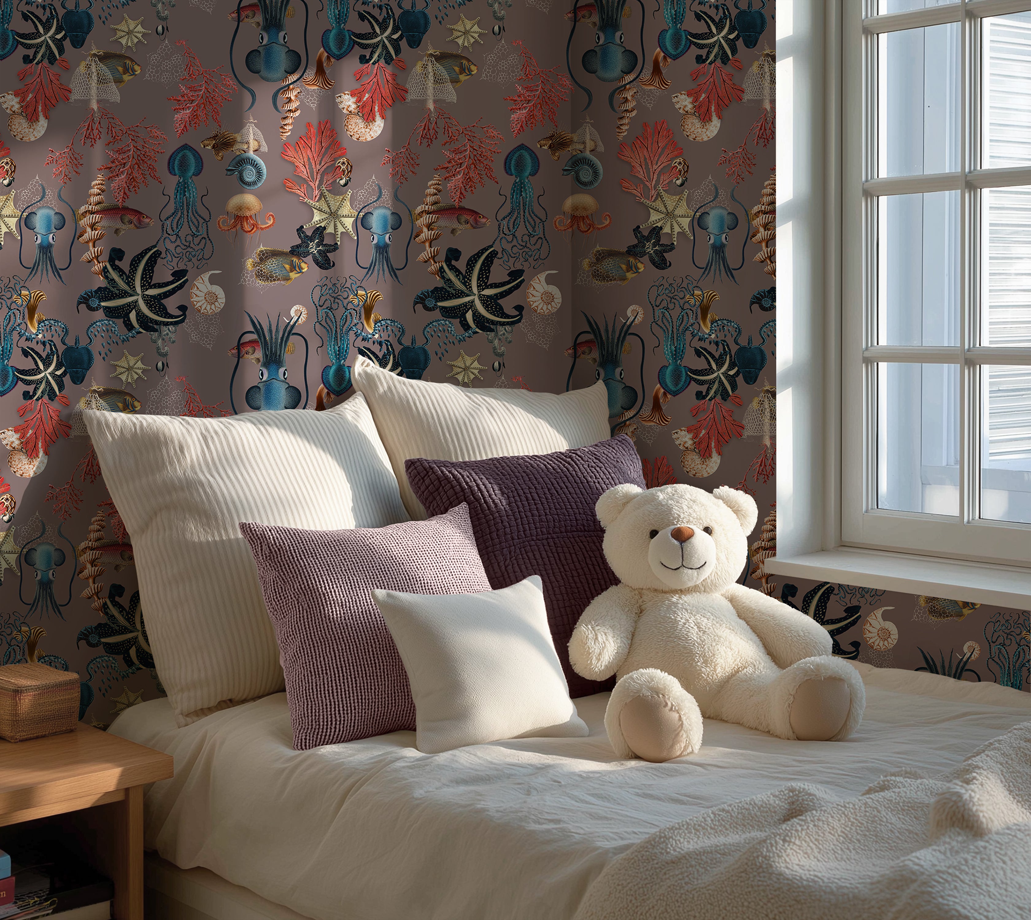 Premium Repeating Pattern Wallpaper - Vintage Underwater Sea Life