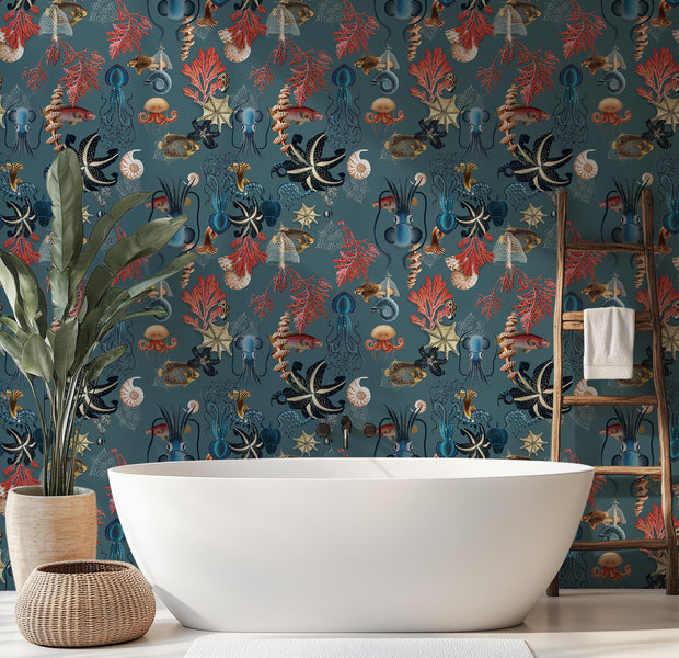 Premium Repeating Pattern Wallpaper - Vintage Underwater Sea Life