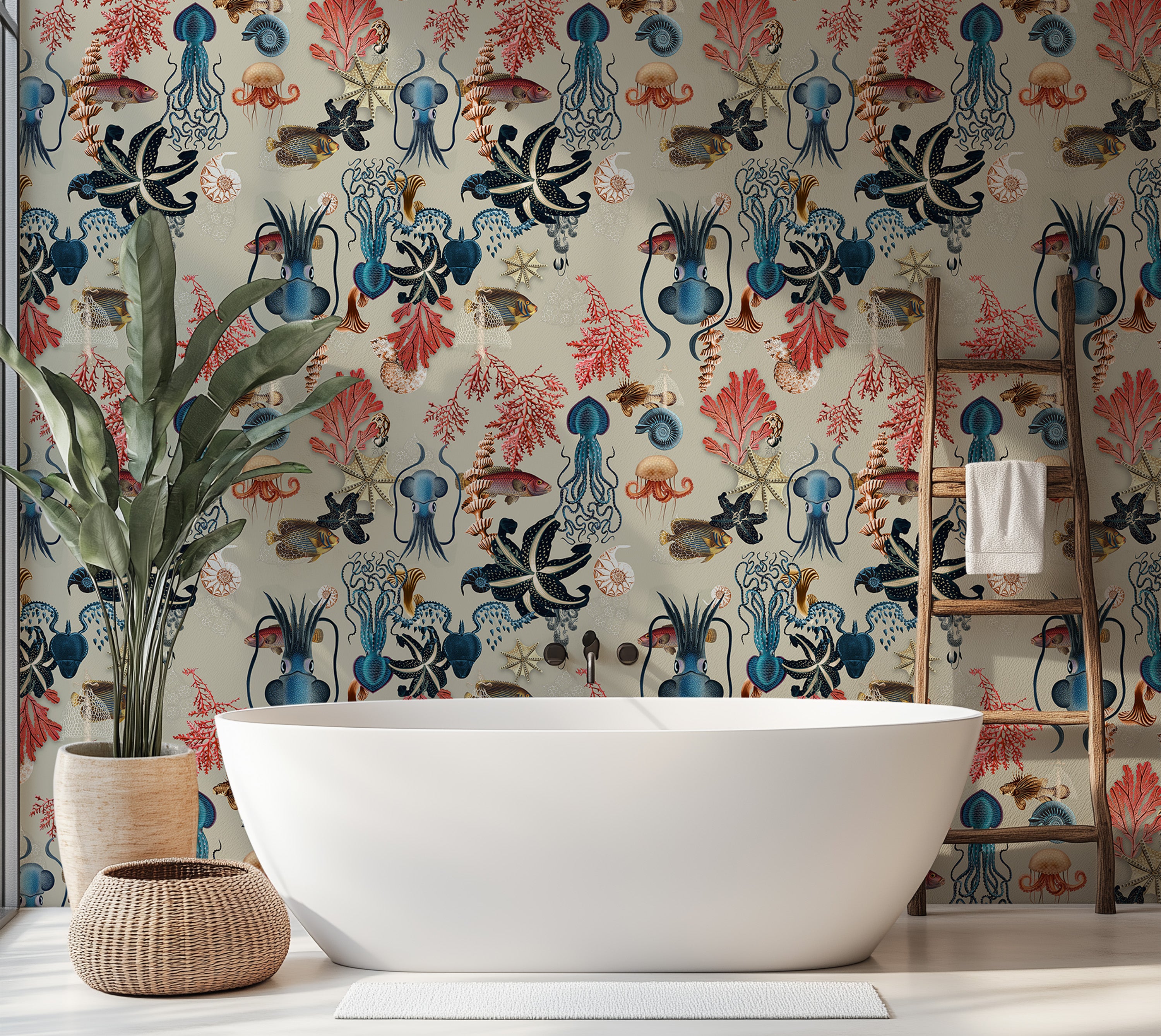 Premium Repeating Wallpaper - Submerged World - Beige