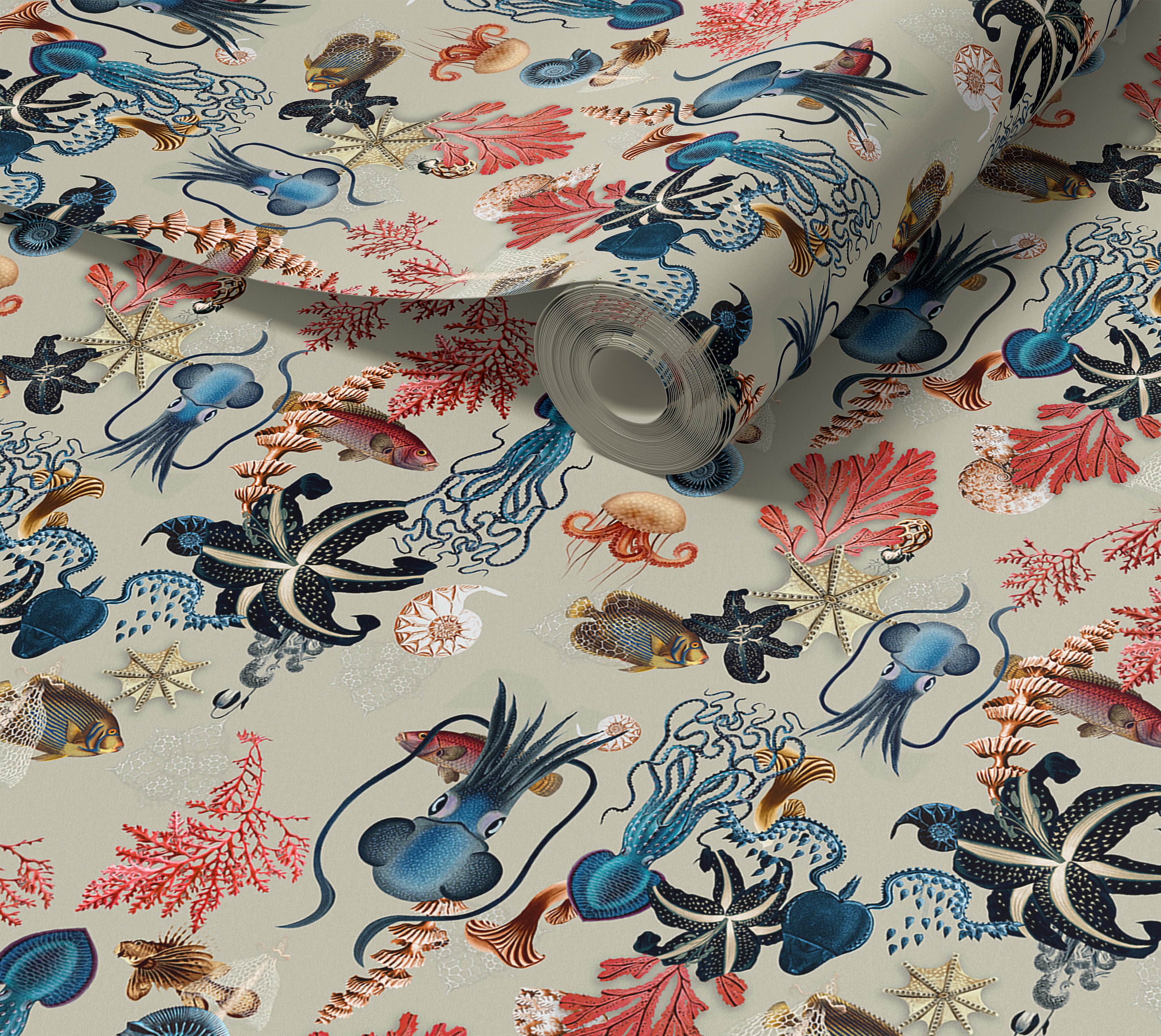 Premium Repeating Wallpaper - Submerged World - Beige