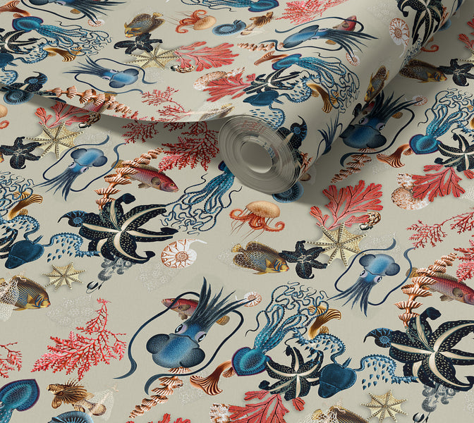 Premium Repeating Wallpaper - Submerged World - Beige