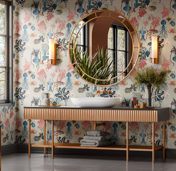 Premium Repeating Wallpaper - Submerged World - Beige