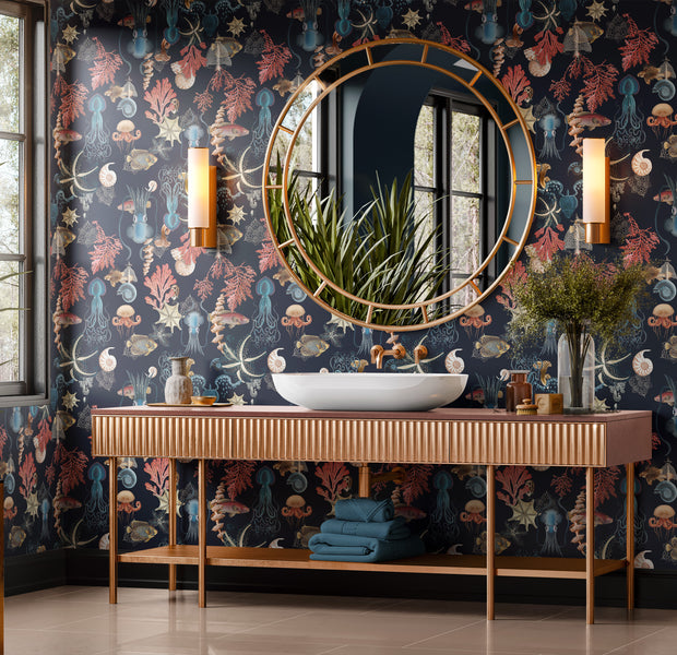 Premium Repeating Pattern Wallpaper - Vintage Underwater Sea Life