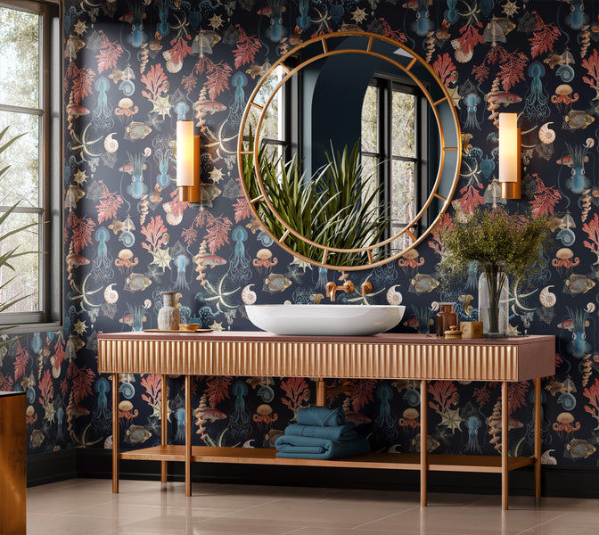 Premium Repeating Wallpaper - Submerged World - Black