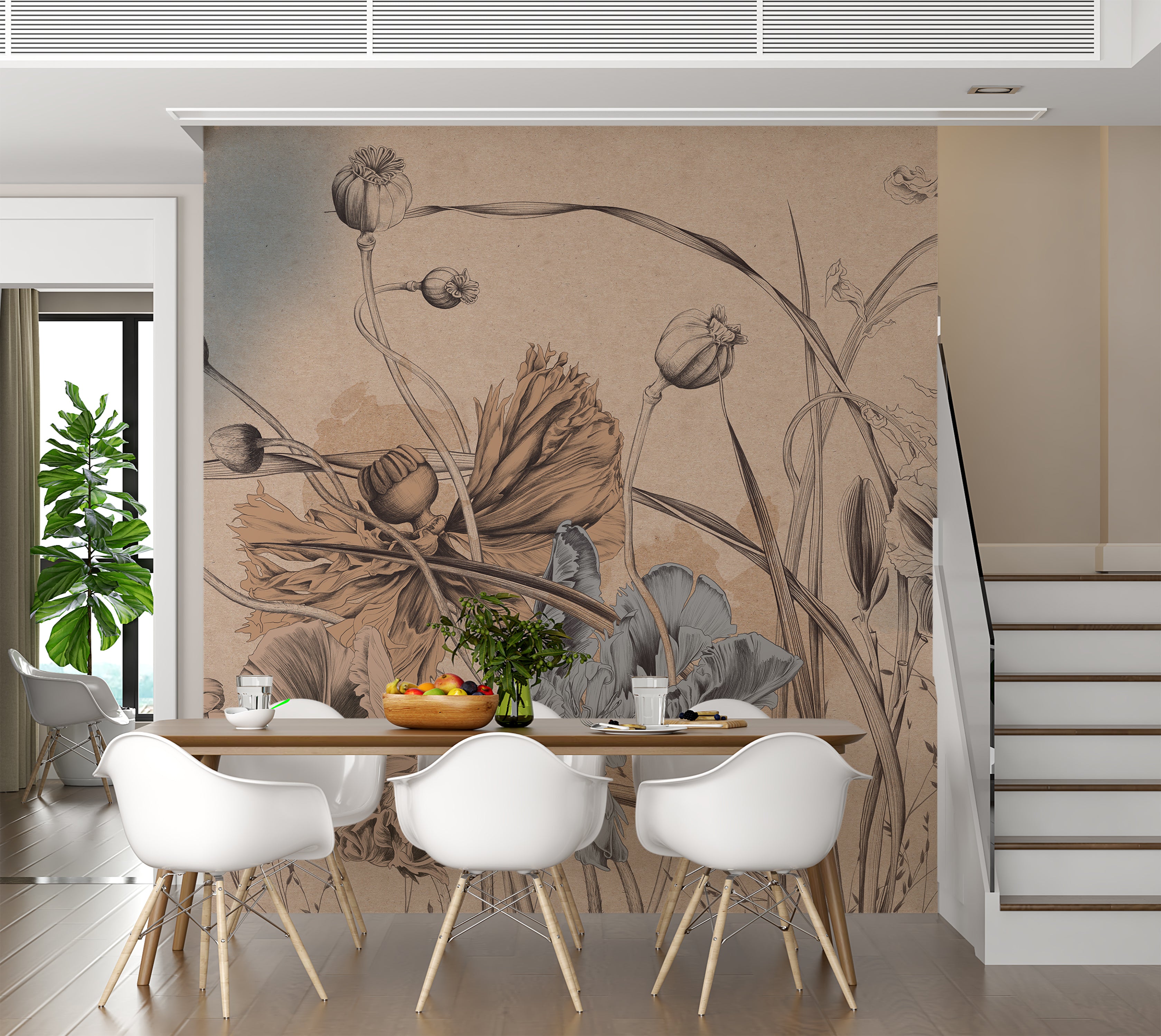 Premium Wallpaper Wall Mural - Cool Flower Symphony