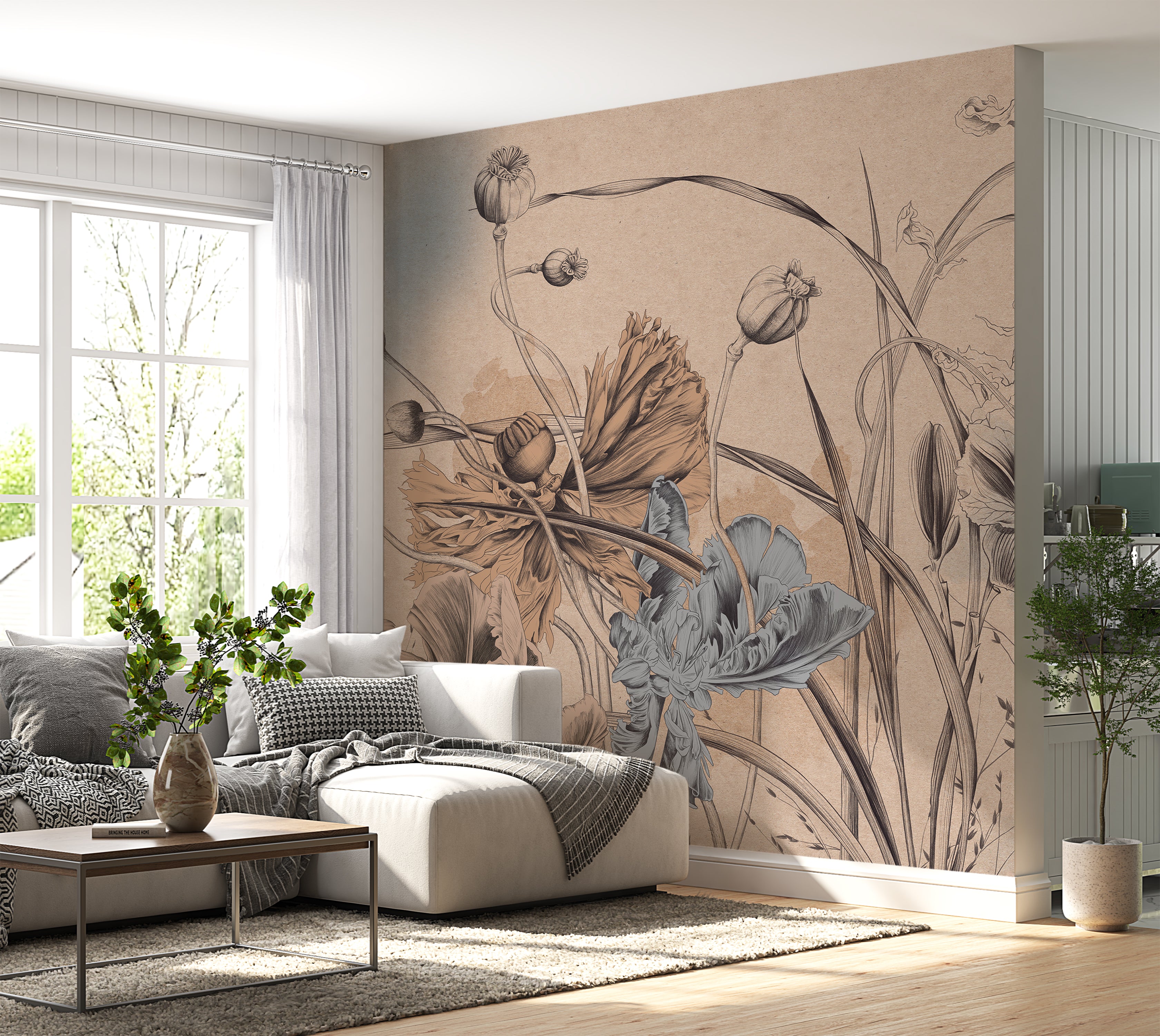 Premium Wallpaper Wall Mural - Cool Flower Symphony