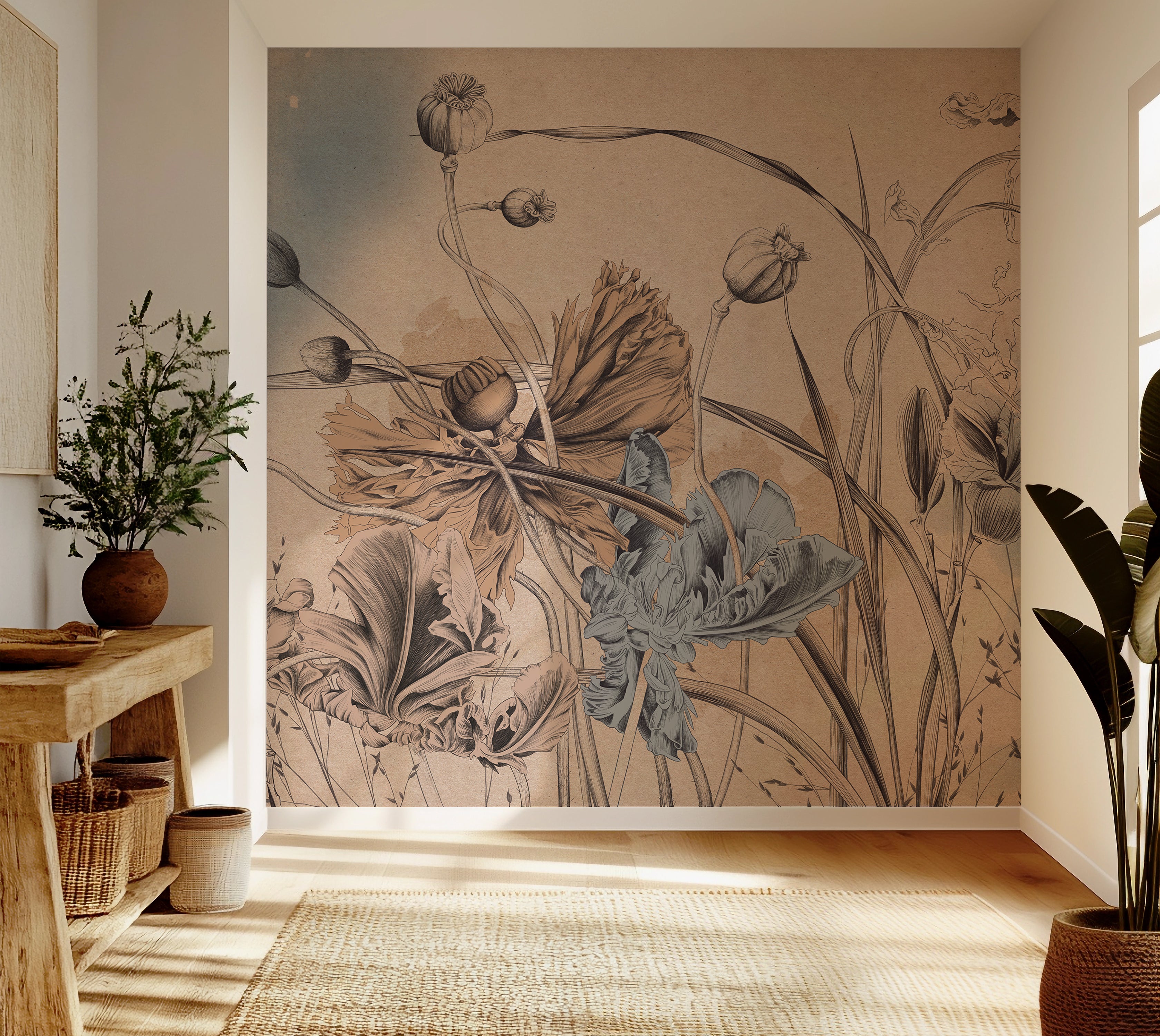 Premium Wallpaper Wall Mural - Cool Flower Symphony