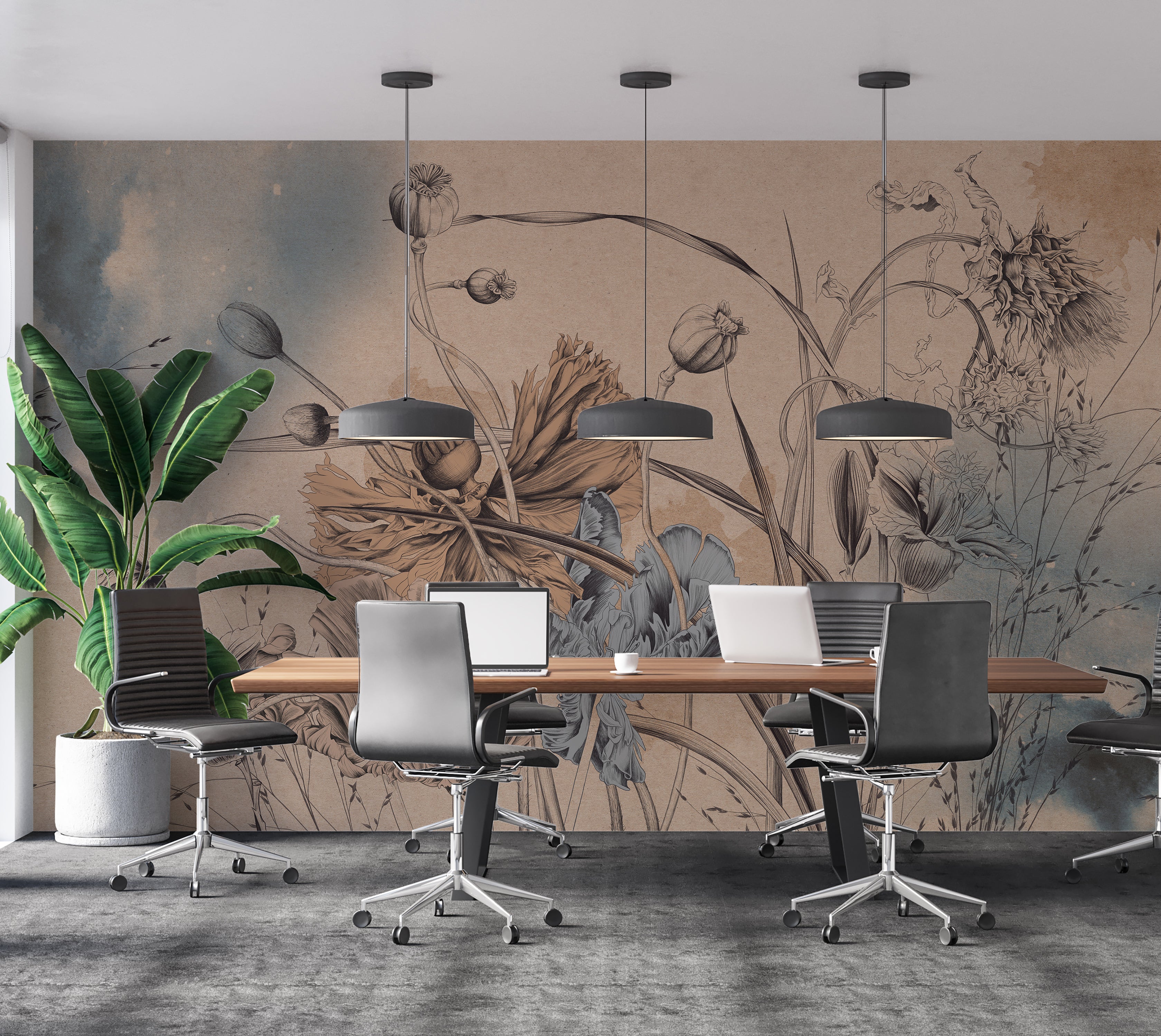 Premium Wallpaper Wall Mural - Cool Flower Symphony