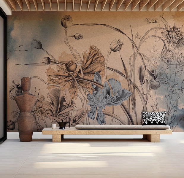 Premium Wallpaper Wall Mural - Cool Flower Symphony