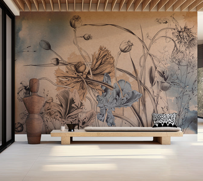 Premium Wallpaper Wall Mural - Cool Flower Symphony