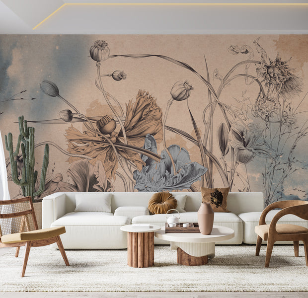 Premium Wallpaper Wall Mural - Cool Flower Symphony