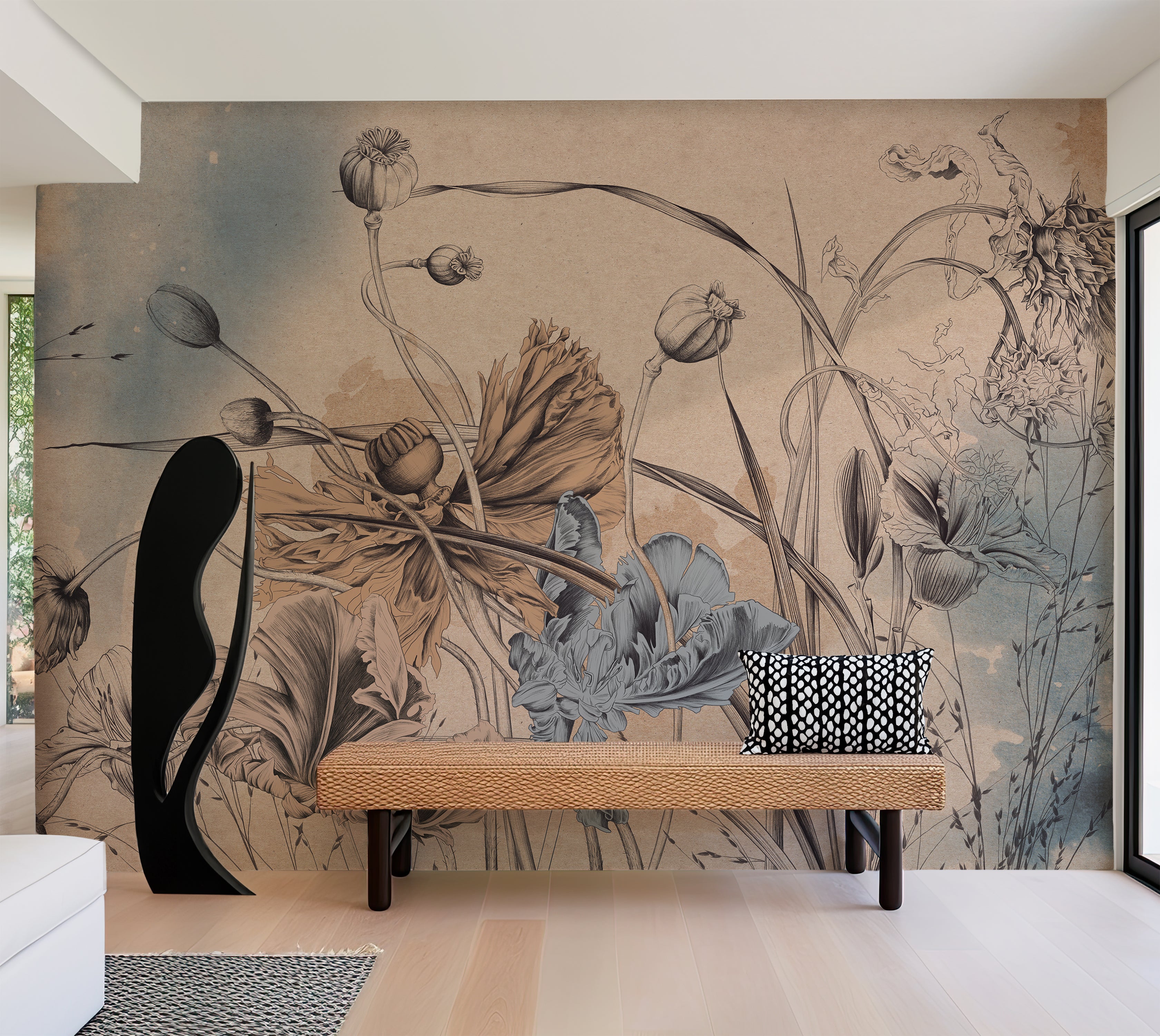 Premium Wallpaper Wall Mural - Cool Flower Symphony