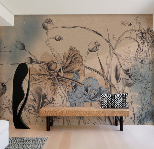 Premium Wallpaper Wall Mural - Cool Flower Symphony