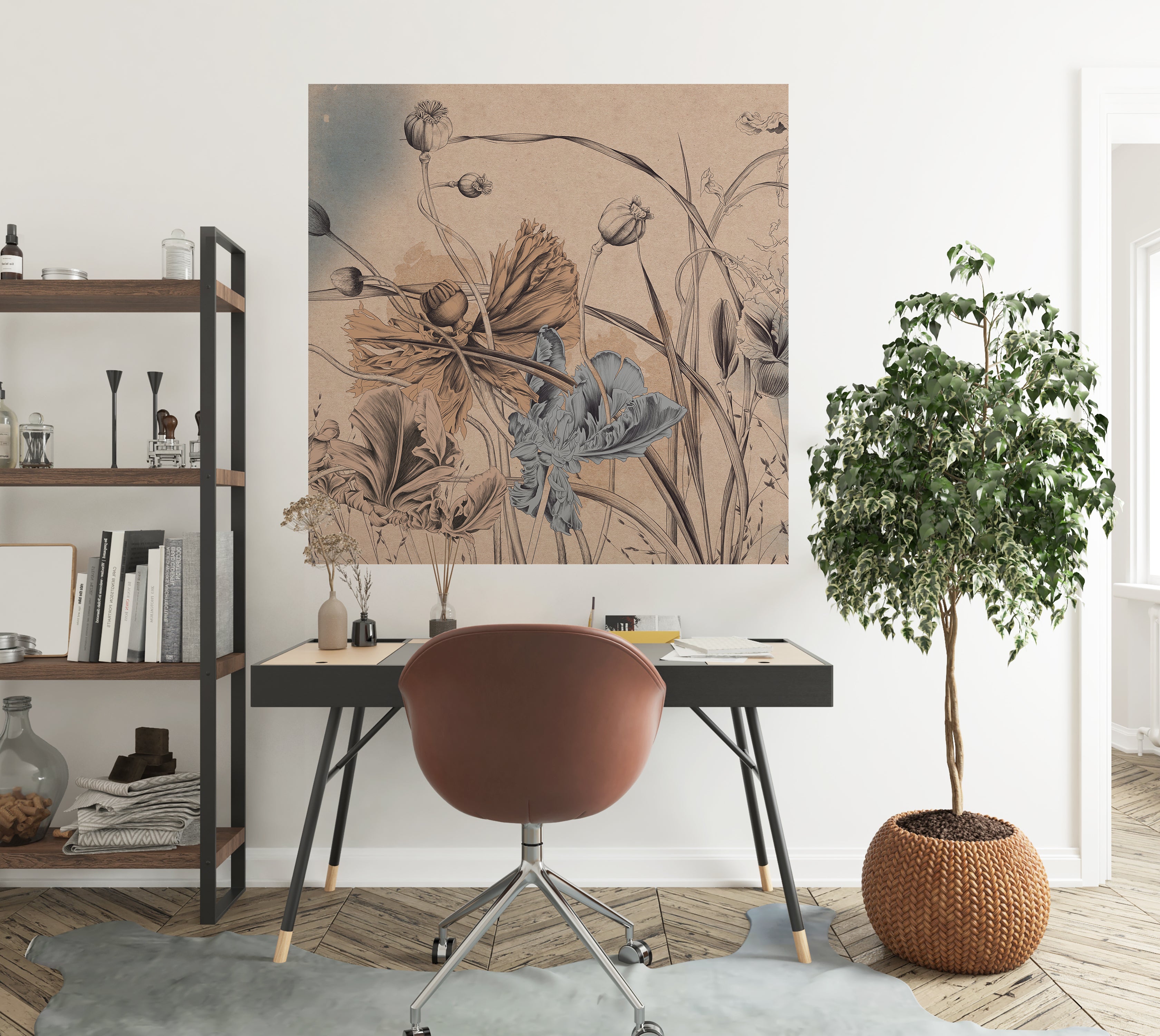 Premium Wallpaper Wall Mural - Cool Flower Symphony