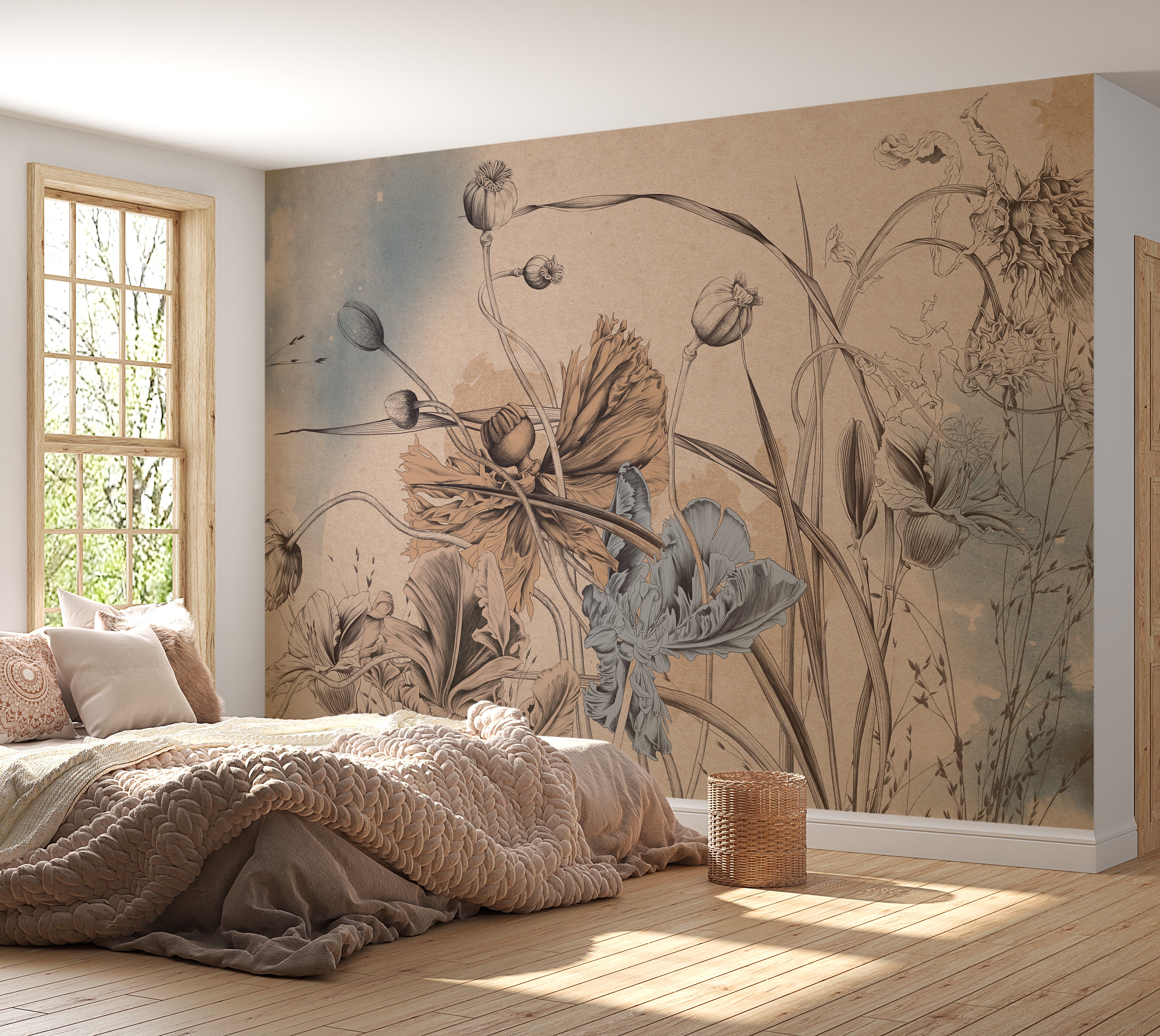 Premium Wallpaper Wall Mural - Cool Flower Symphony