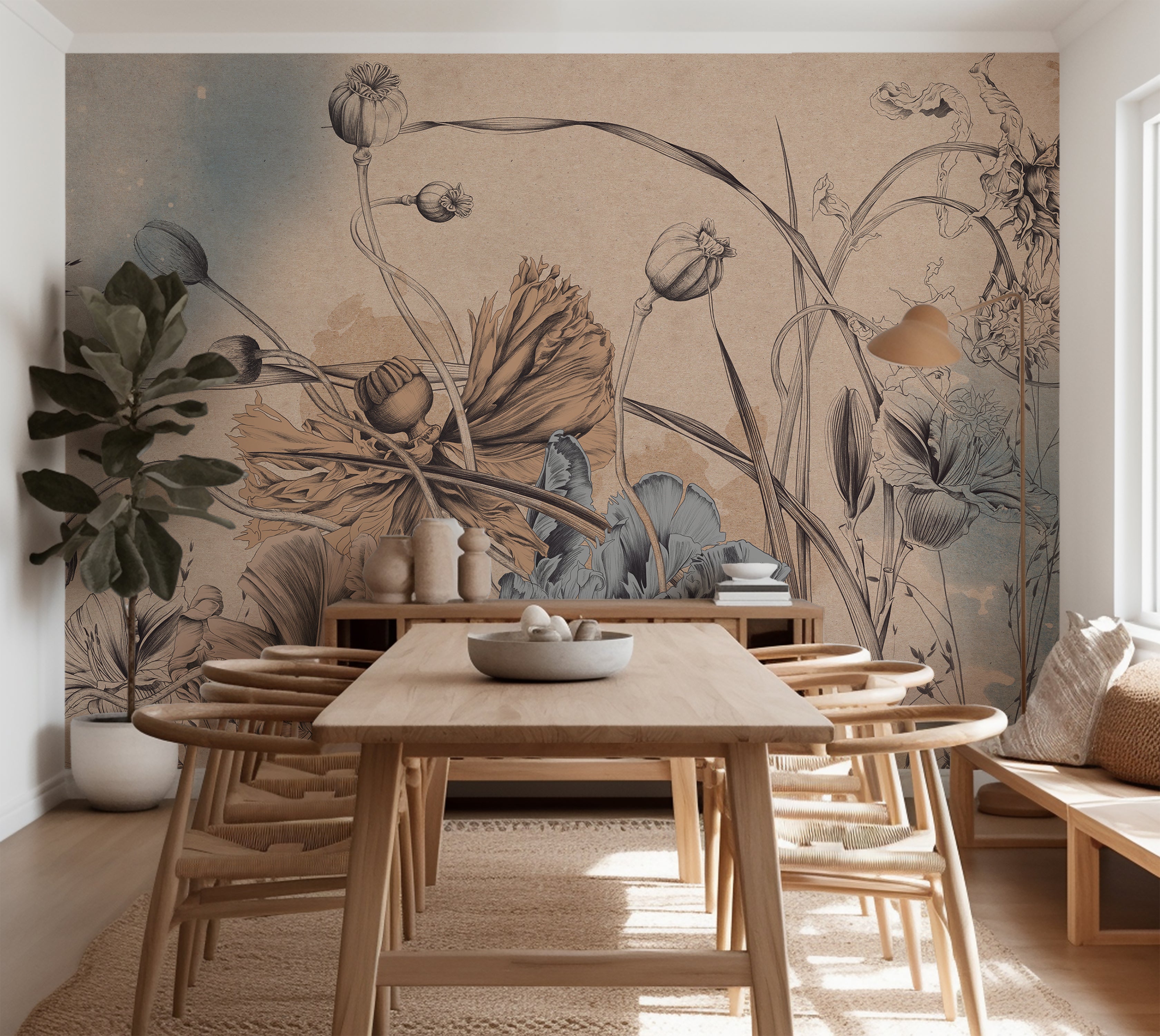 Premium Wallpaper Wall Mural - Cool Flower Symphony