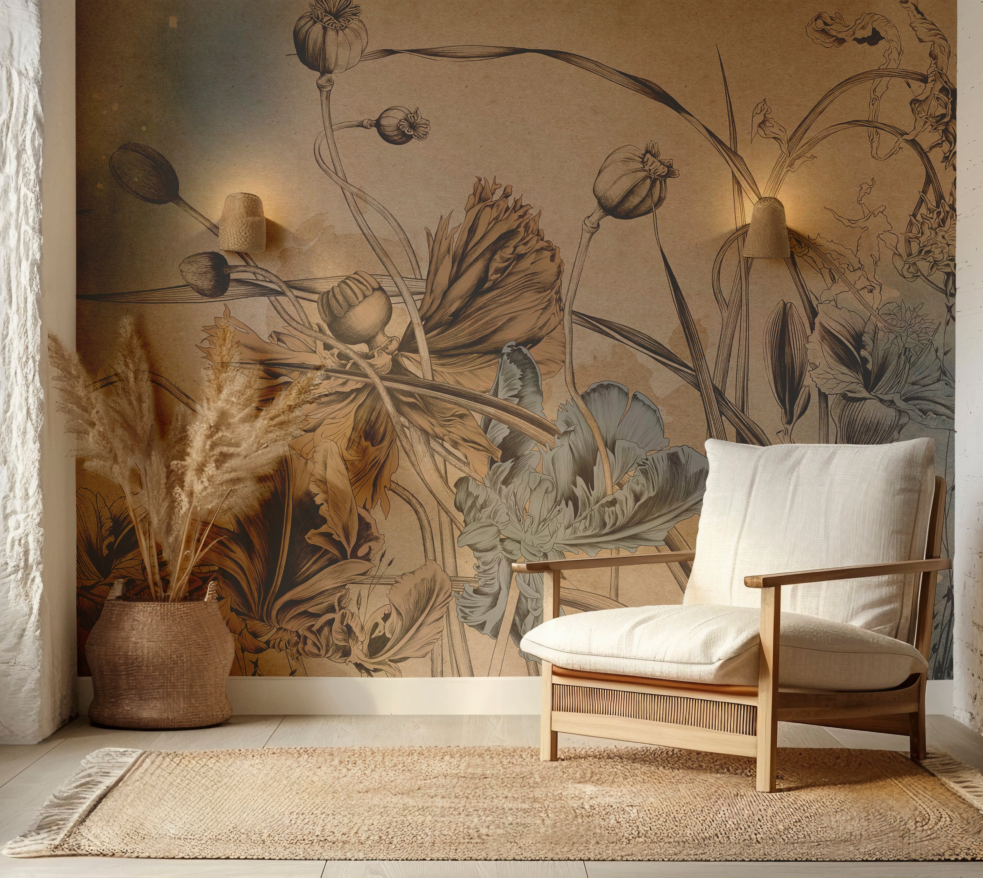 Premium Wallpaper Wall Mural - Cool Flower Symphony