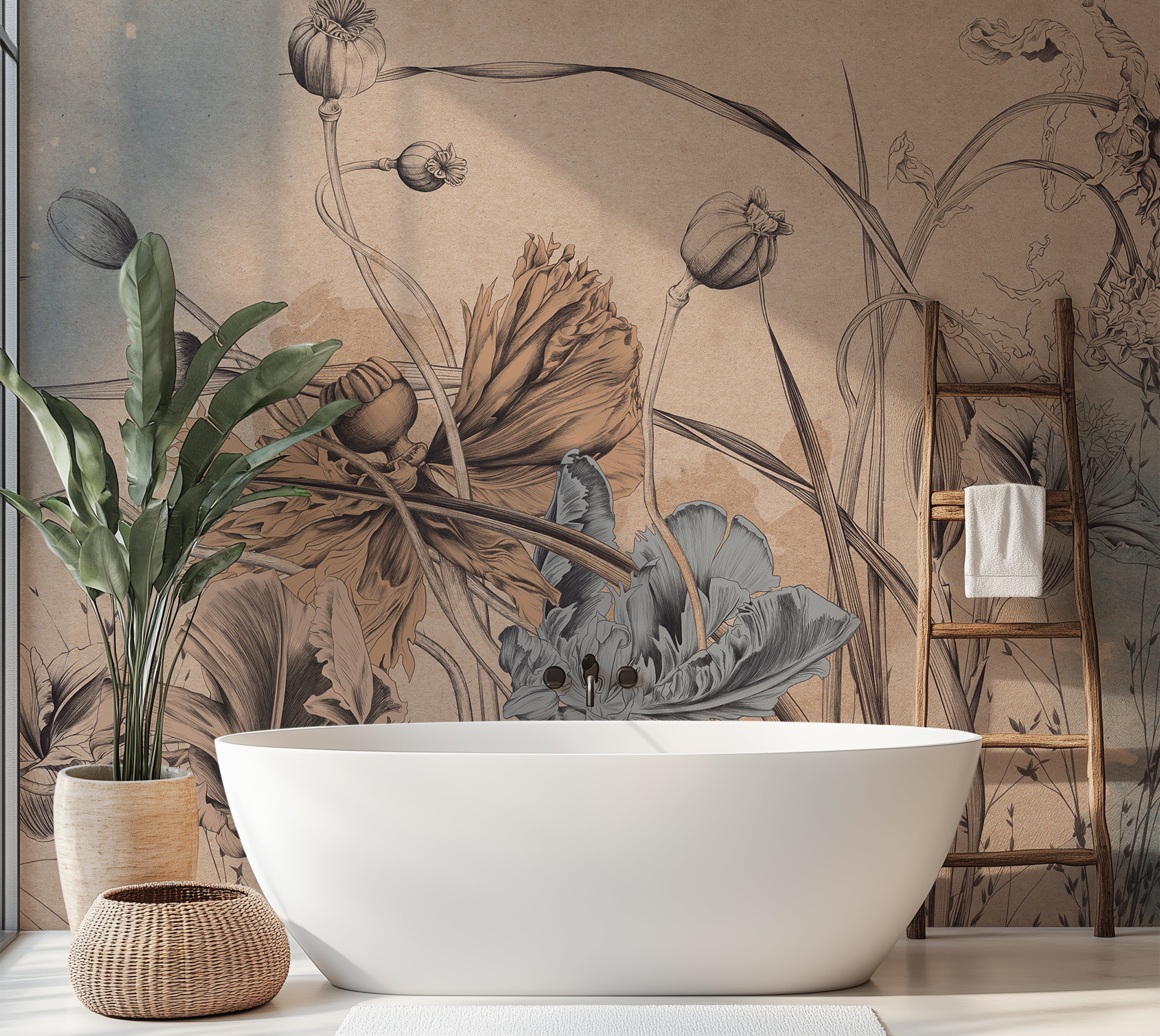 Premium Wallpaper Wall Mural - Cool Flower Symphony