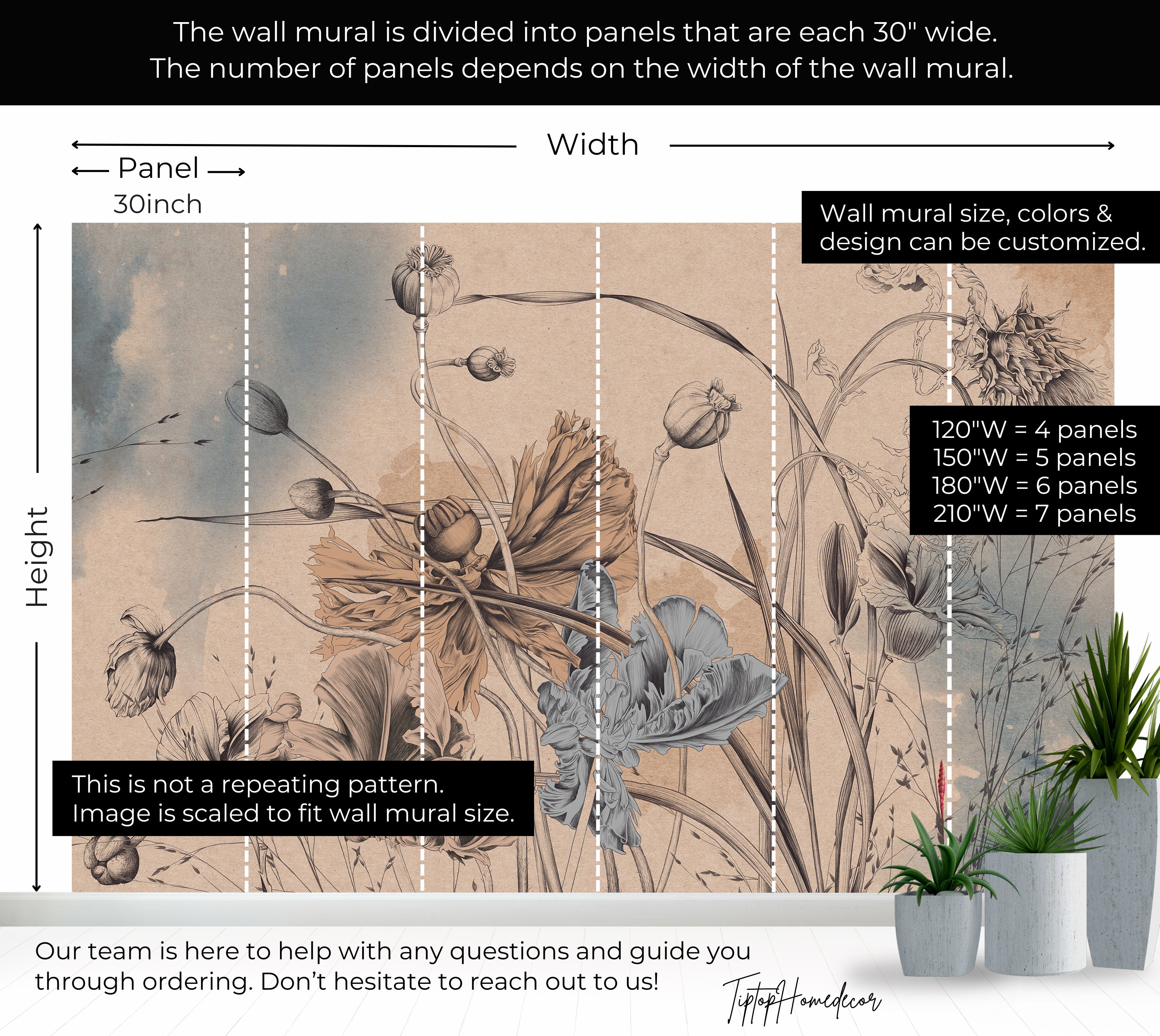 Premium Wallpaper Wall Mural - Cool Flower Symphony