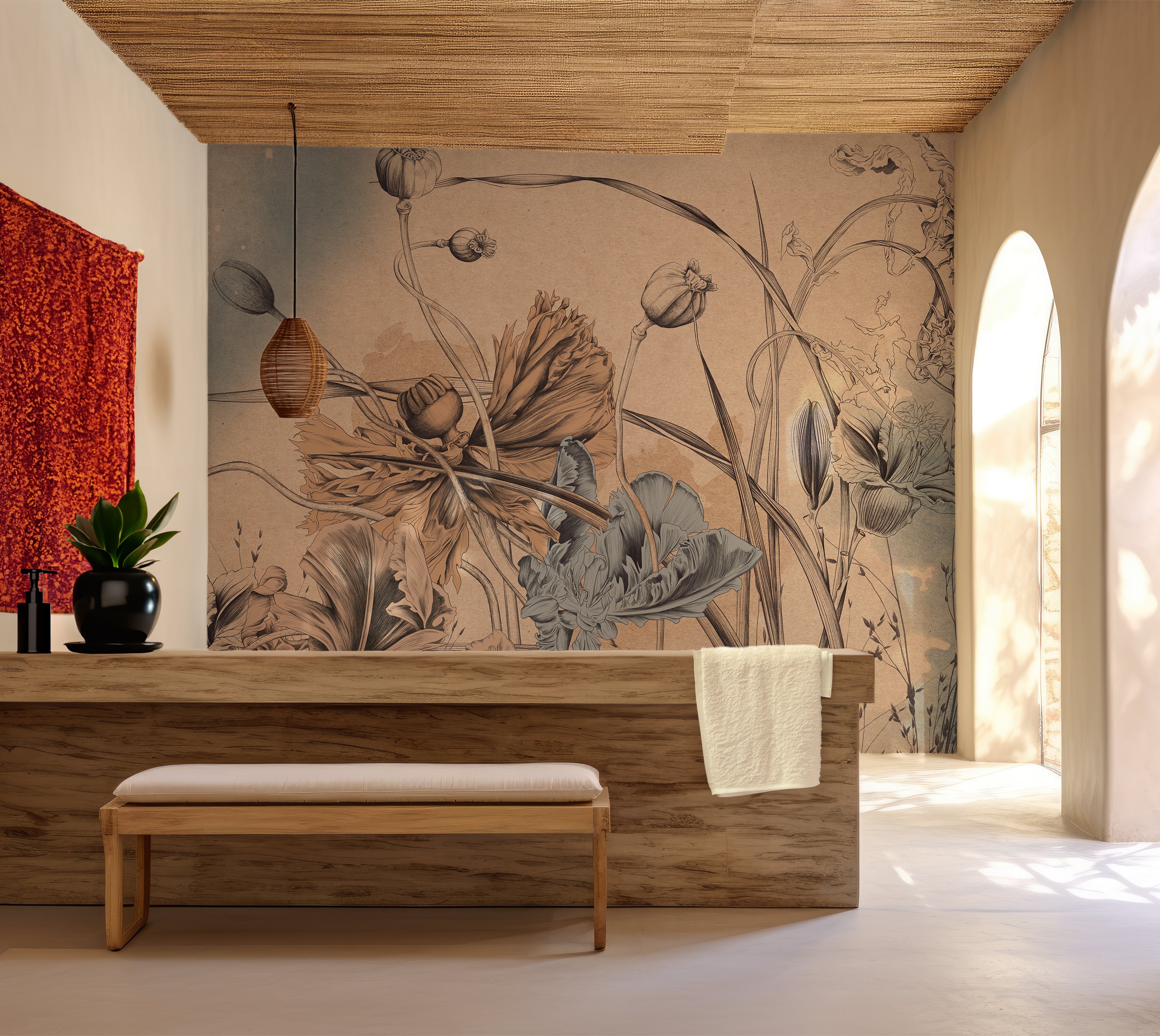 Premium Wallpaper Wall Mural - Cool Flower Symphony