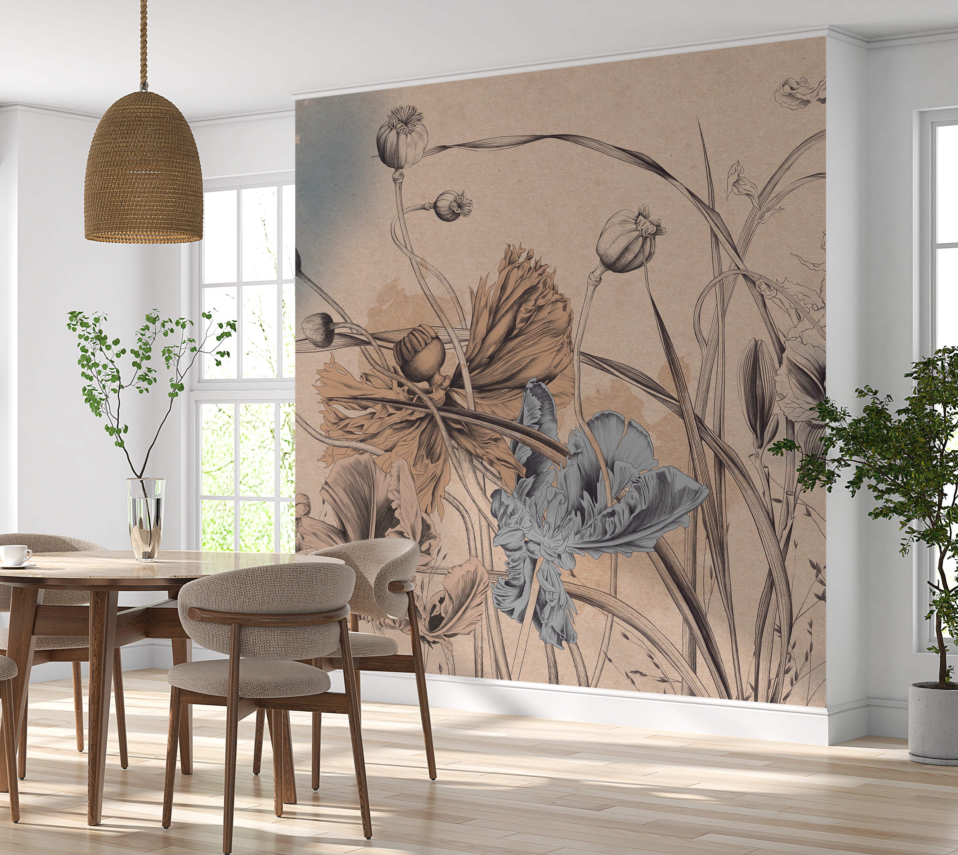 Premium Wallpaper Wall Mural - Cool Flower Symphony