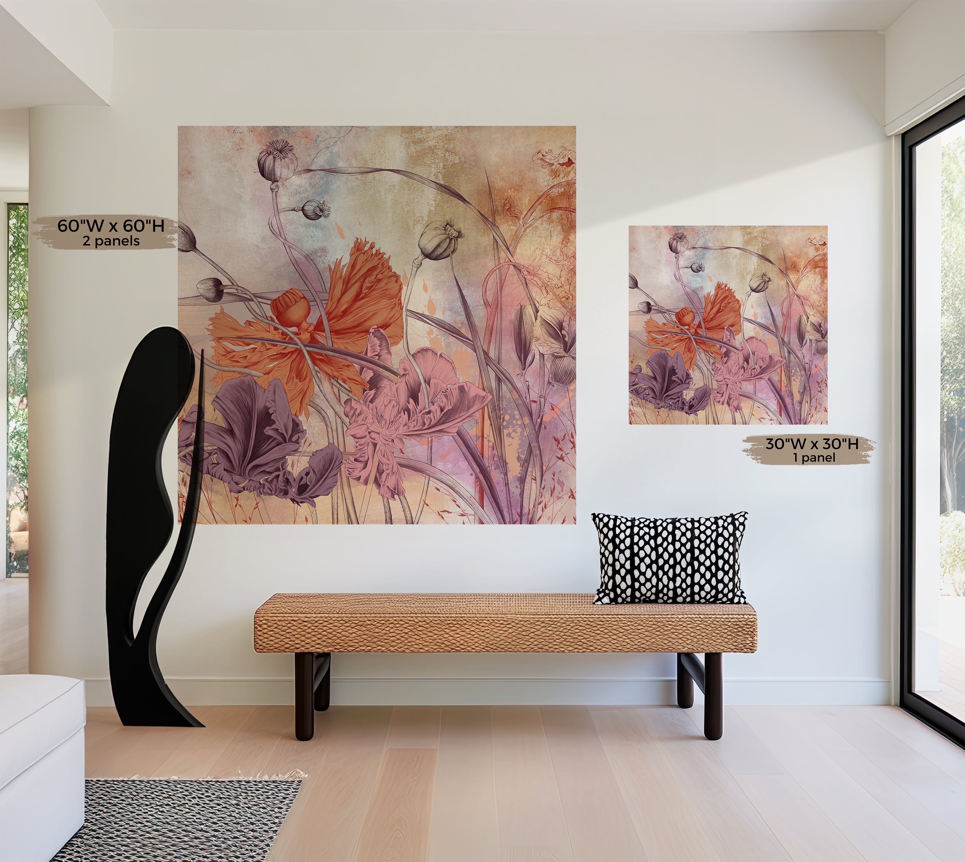 Premium Wallpaper Wall Mural - Warm Flower Symphony