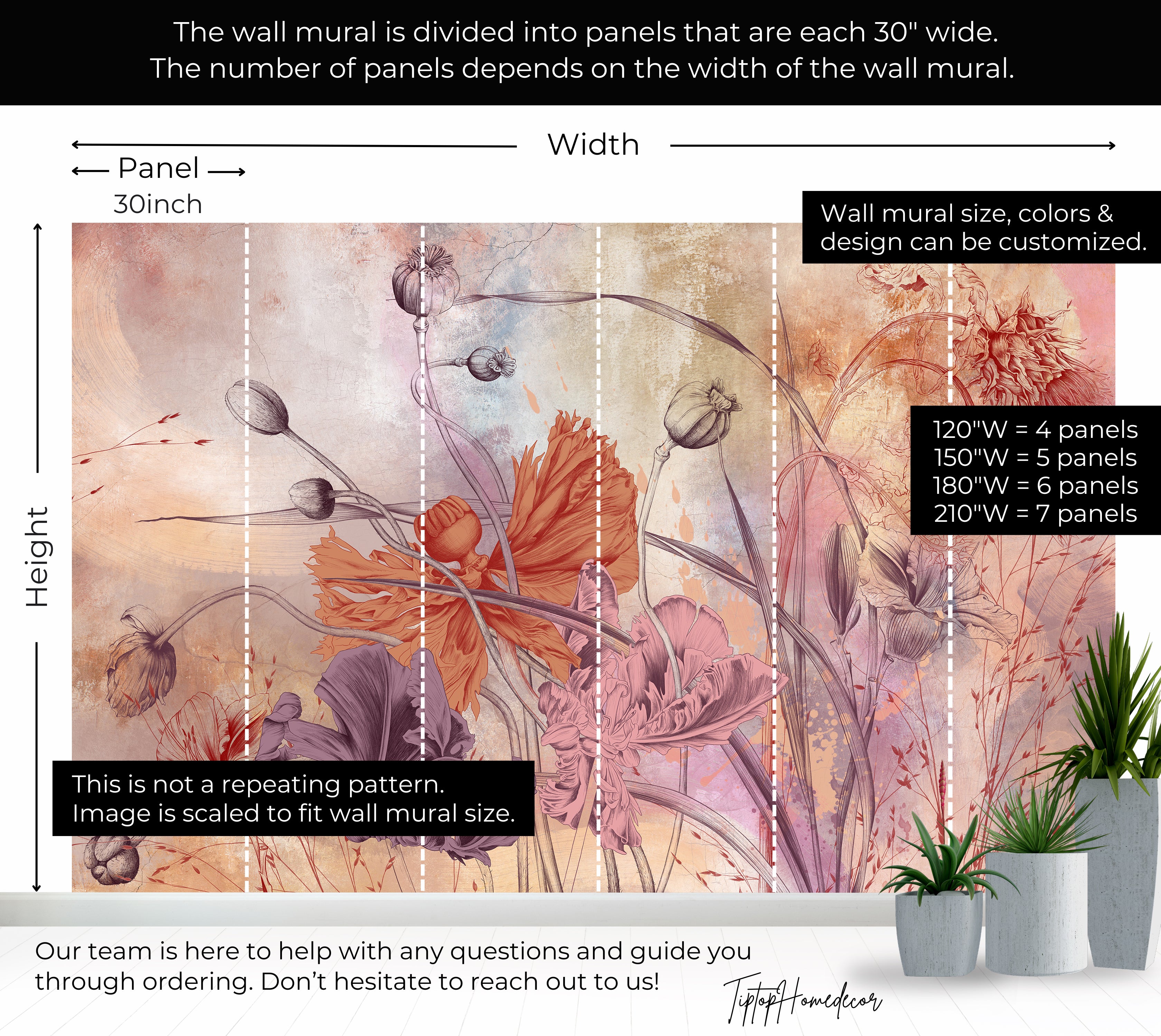 Premium Wallpaper Wall Mural - Warm Flower Symphony